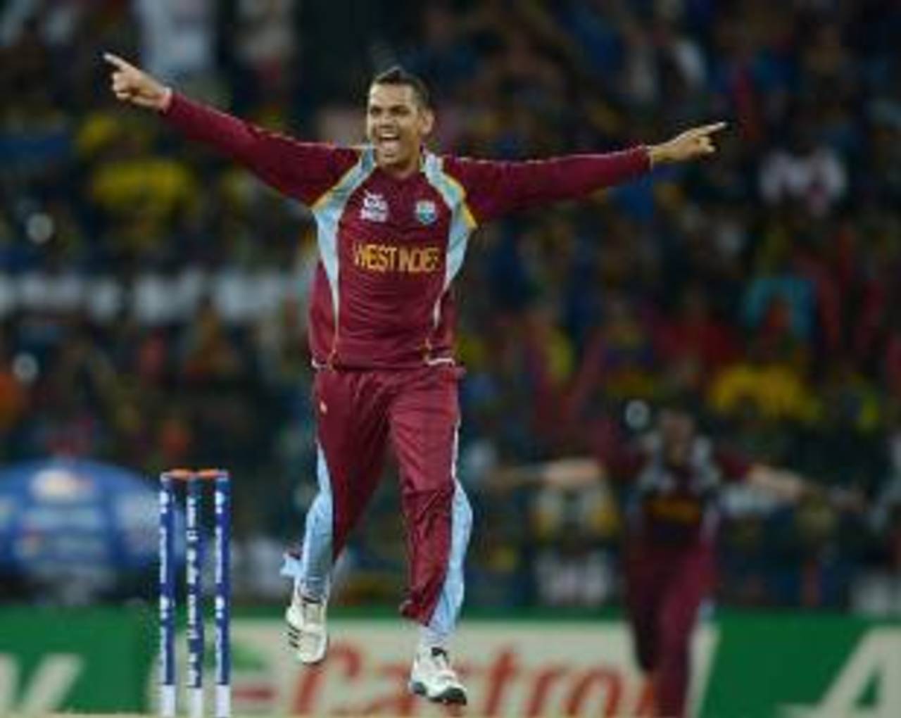 Sunil Narine picked up the crucial wicket of Mahela Jayawardene, Sri Lanka v West Indies, final, World Twenty20, Colombo, October 7, 2012