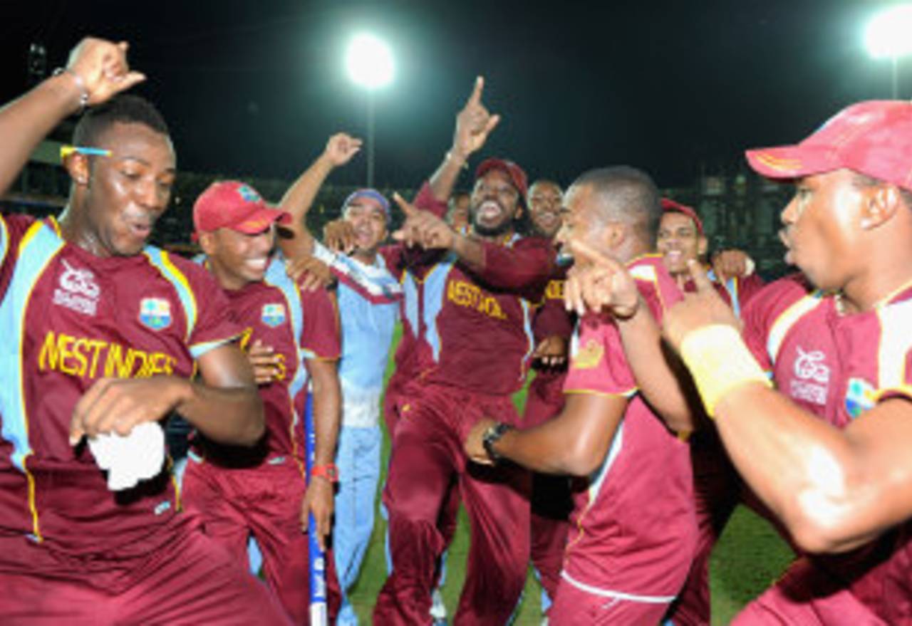 Unaccountable things about West Indies' win: man in old-style India blue kit dancing along at the back&nbsp;&nbsp;&bull;&nbsp;&nbsp;Getty Images