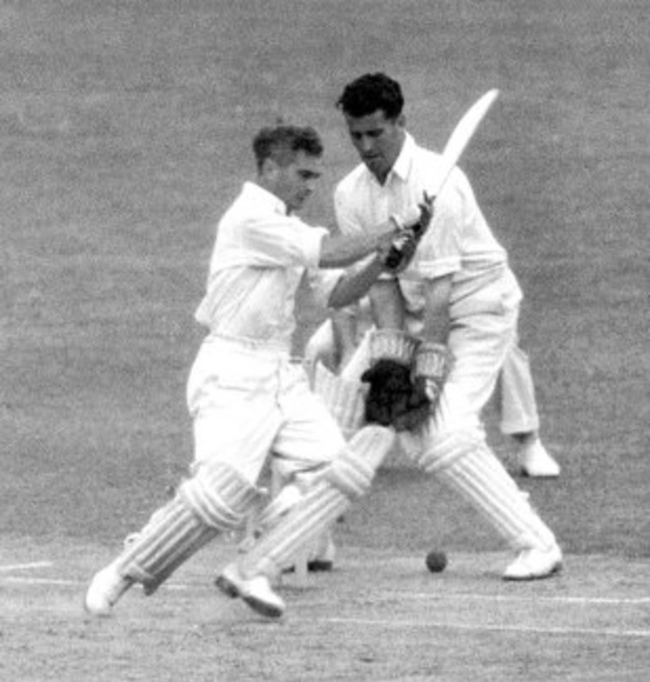 Tony Pawson goes for a pull, Kent v Middlesex, August 10, 1950