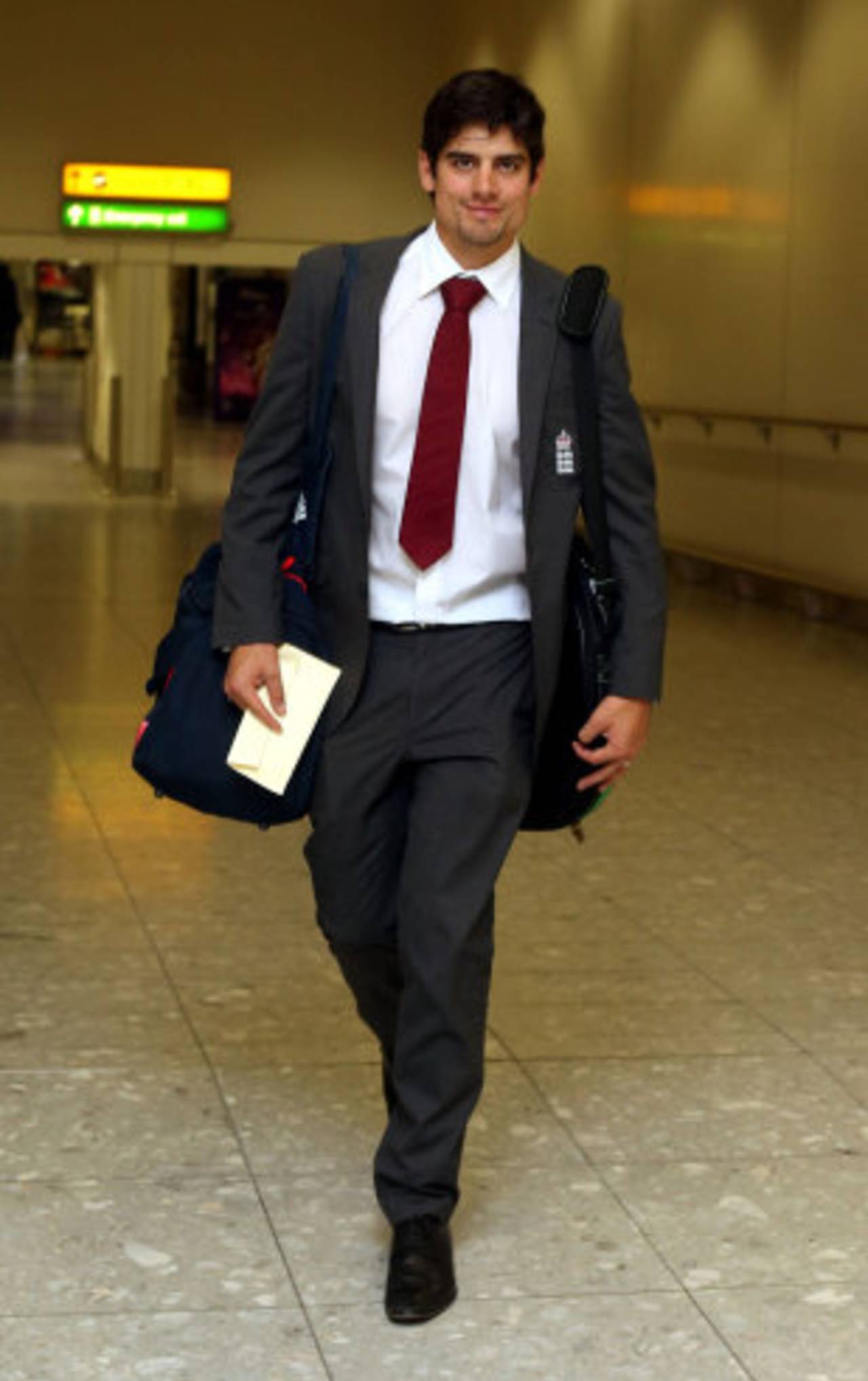 Alastair Cook walks through Heathrow as England departed for a Dubai training camp, London, October 25, 2012