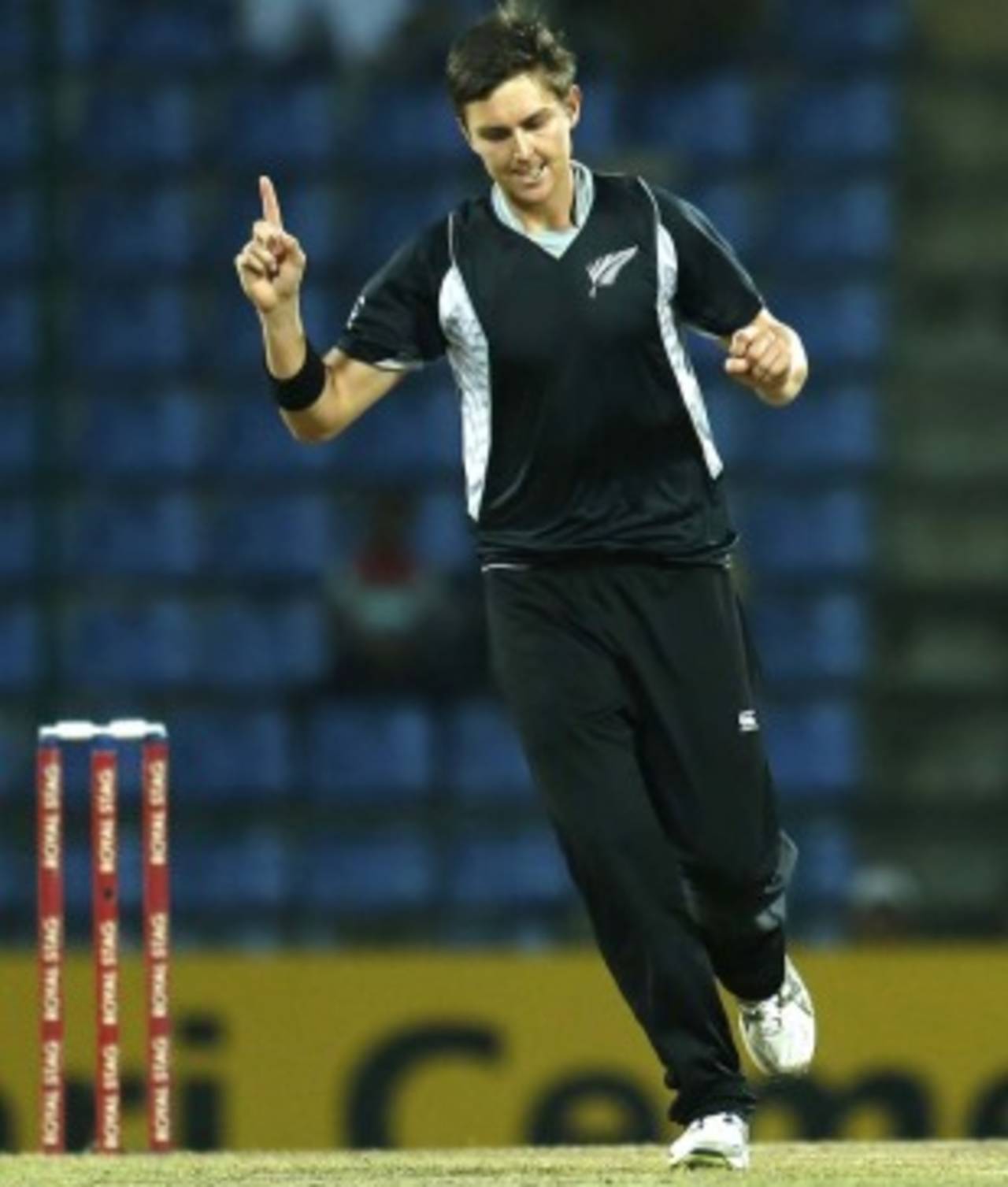Trent Boult celebrates Kumar Sangakkara's wicket, Sri Lanka v New Zealand, 2nd ODI, Pallekele, November 4, 2012