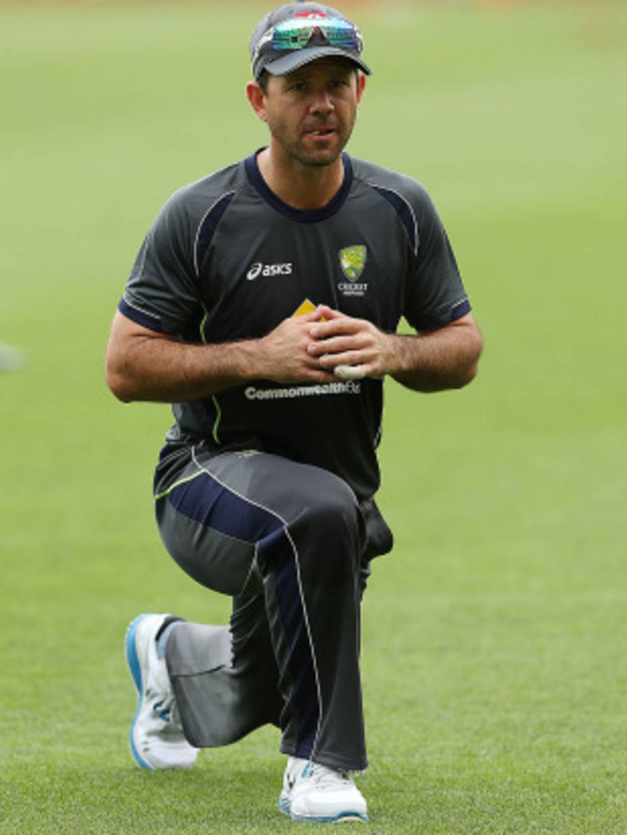 Ricky Ponting stretches in a training session, Brisbane, November 7, 2012