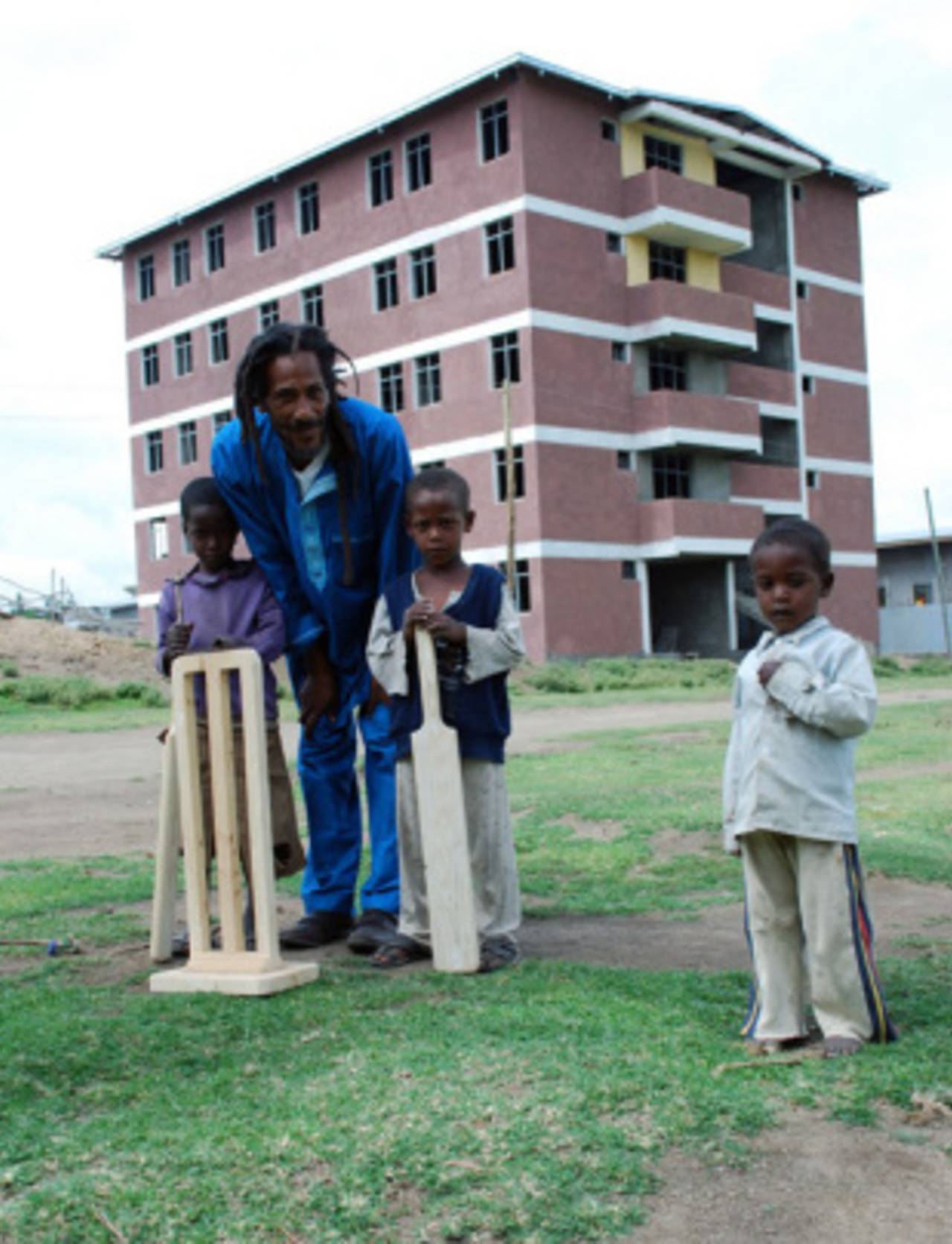 Rastafarian Teddy Dan with local Ethiopian kids