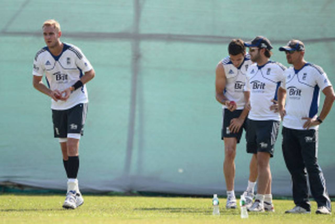 Stuart Broad bowls in the nets, Haryana v England XI, 4th day, Ahmedabad, November 11, 2012