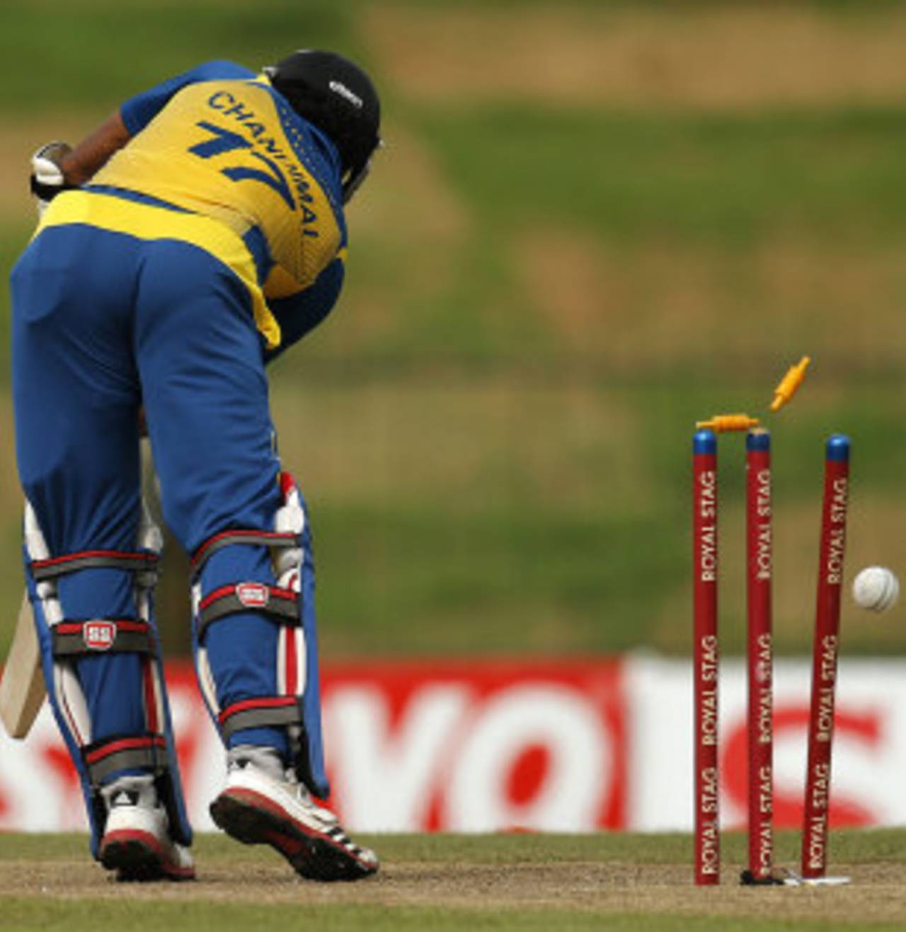Dinesh Chandimal is bowled by Tim Southee, Sri Lanka v New Zealand, 5th ODI, Hambantota, November 12, 2012