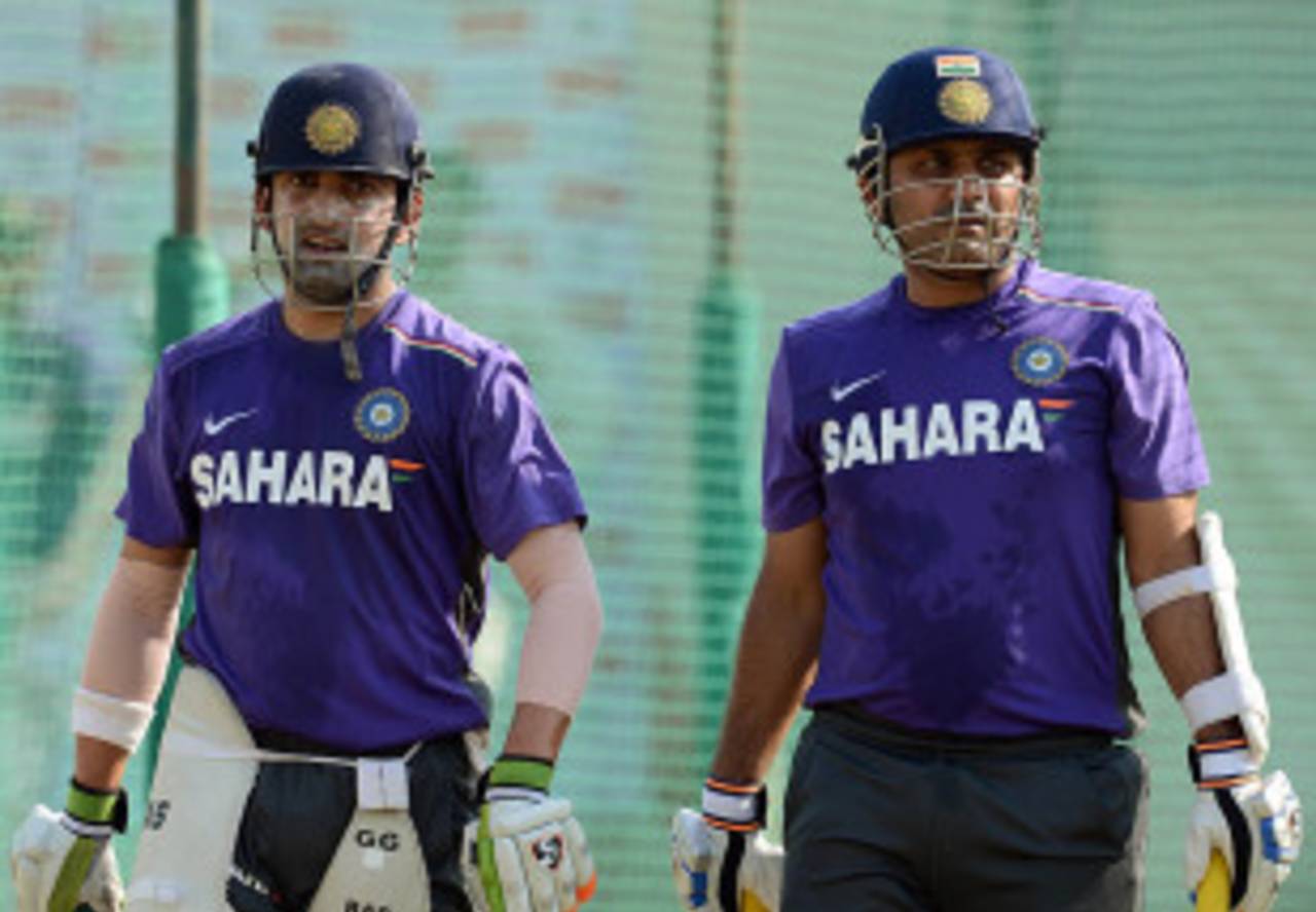 Gautam Gambhir and Virender Sehwag at the nets, Ahmedabad, November 13, 2012