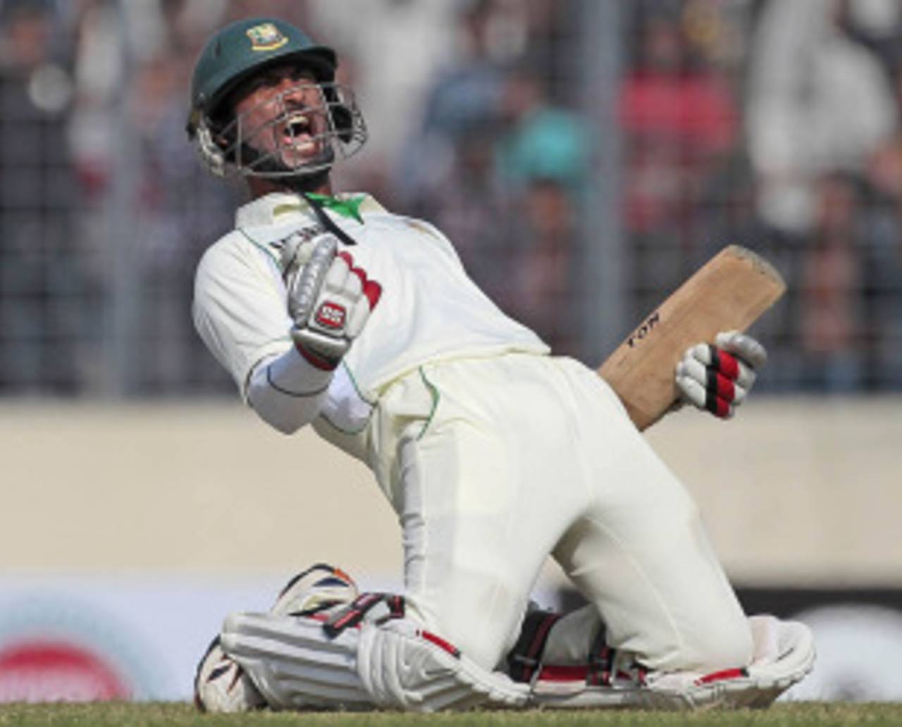 Naeem Islam celebrates his century, Bangladesh v West Indies, 1st Test, Mirpur, 3rd day, November 15, 2012