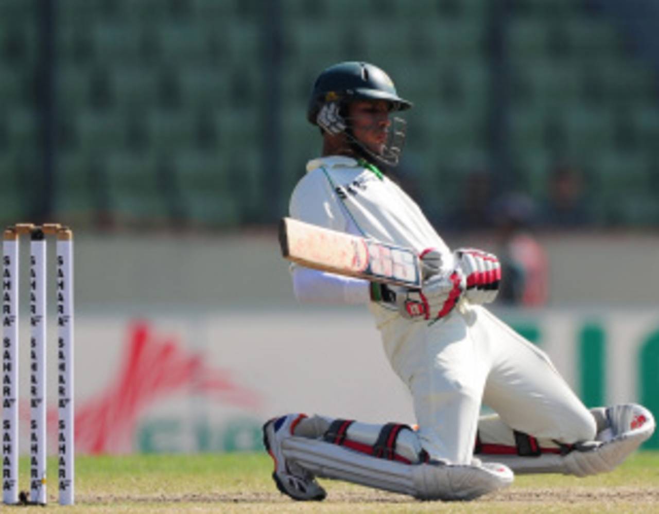 Nasir Hossain avoids a short ball, Bangladesh v West Indies, 1st Test, Mirpur, 4th day, November 16, 2012