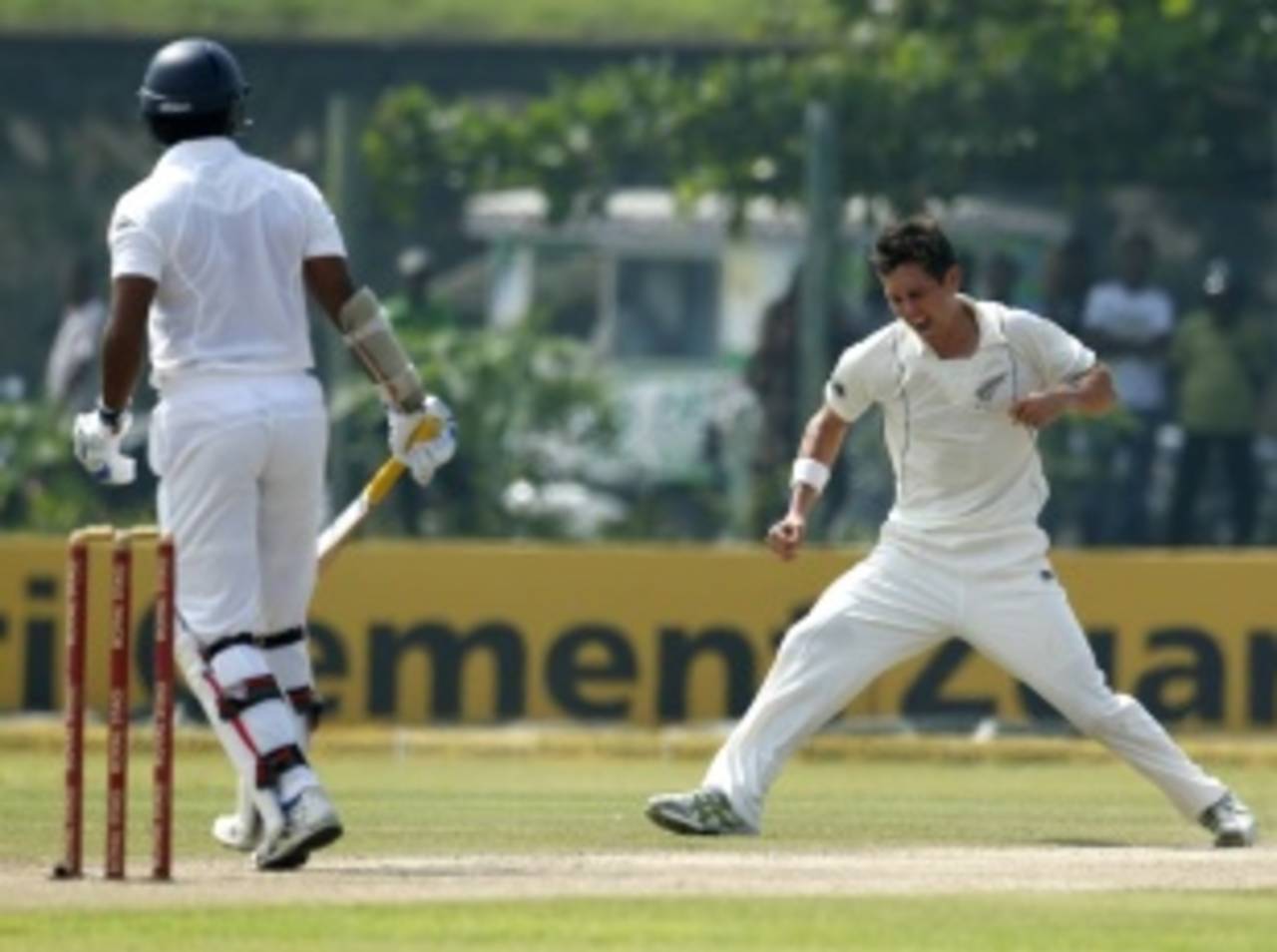 Trent Boult had Kumar Sangakkara caught at slip, Sri Lanka v New Zealand, 1st Test, Galle, 2nd day, November 18, 2012