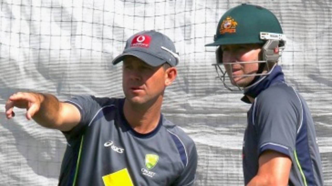 Ricky Ponting and Michael Clarke at Australia's training session, Adelaide, November 20, 2012
