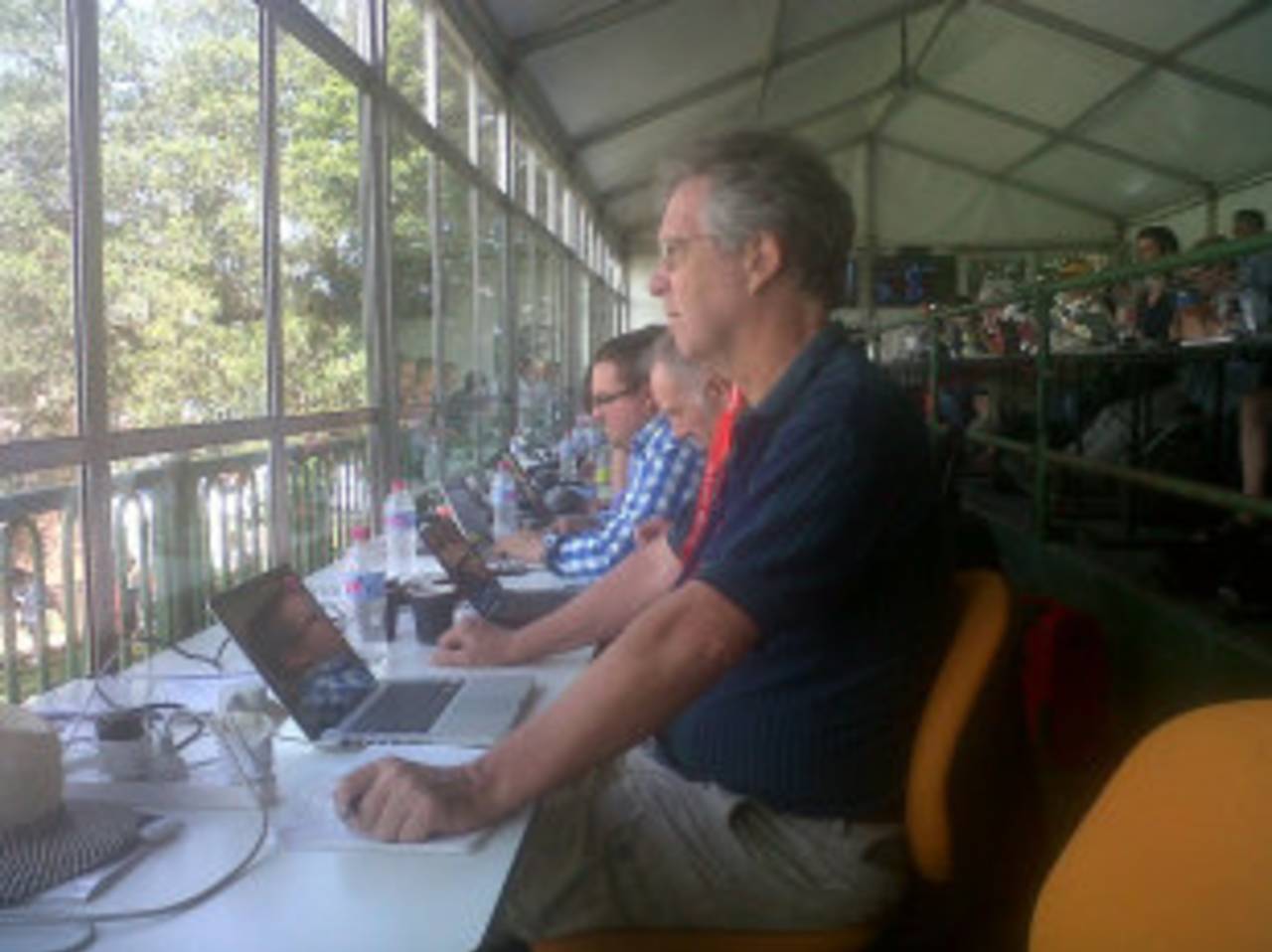 Patrick Compton in the Adelaide press marquee, Australia v South Africa, 2nd Test, Adelaide, 2nd day, November, 23, 2012