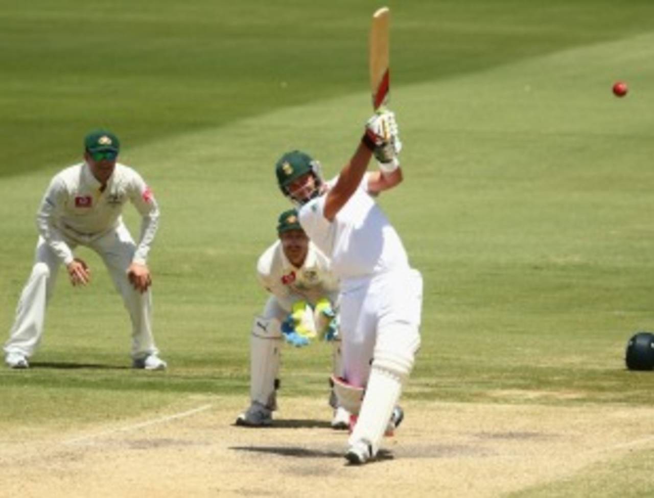 Jacques Kallis hits over the leg side, Australia v South Africa, 2nd Test, Adelaide, 5th day, November 26, 2012