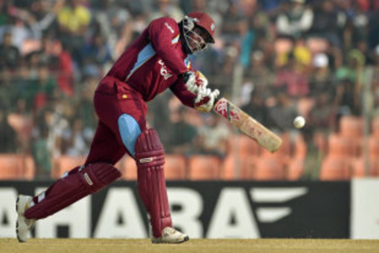 Chris Gayle was out for 35, Bangladesh v West Indies, 1st ODI, Khulna, November 30, 2012