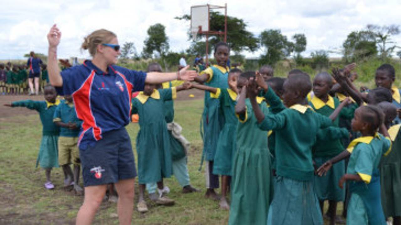 England spinner Holly Colvin coaching Kenyan children, Kenya
