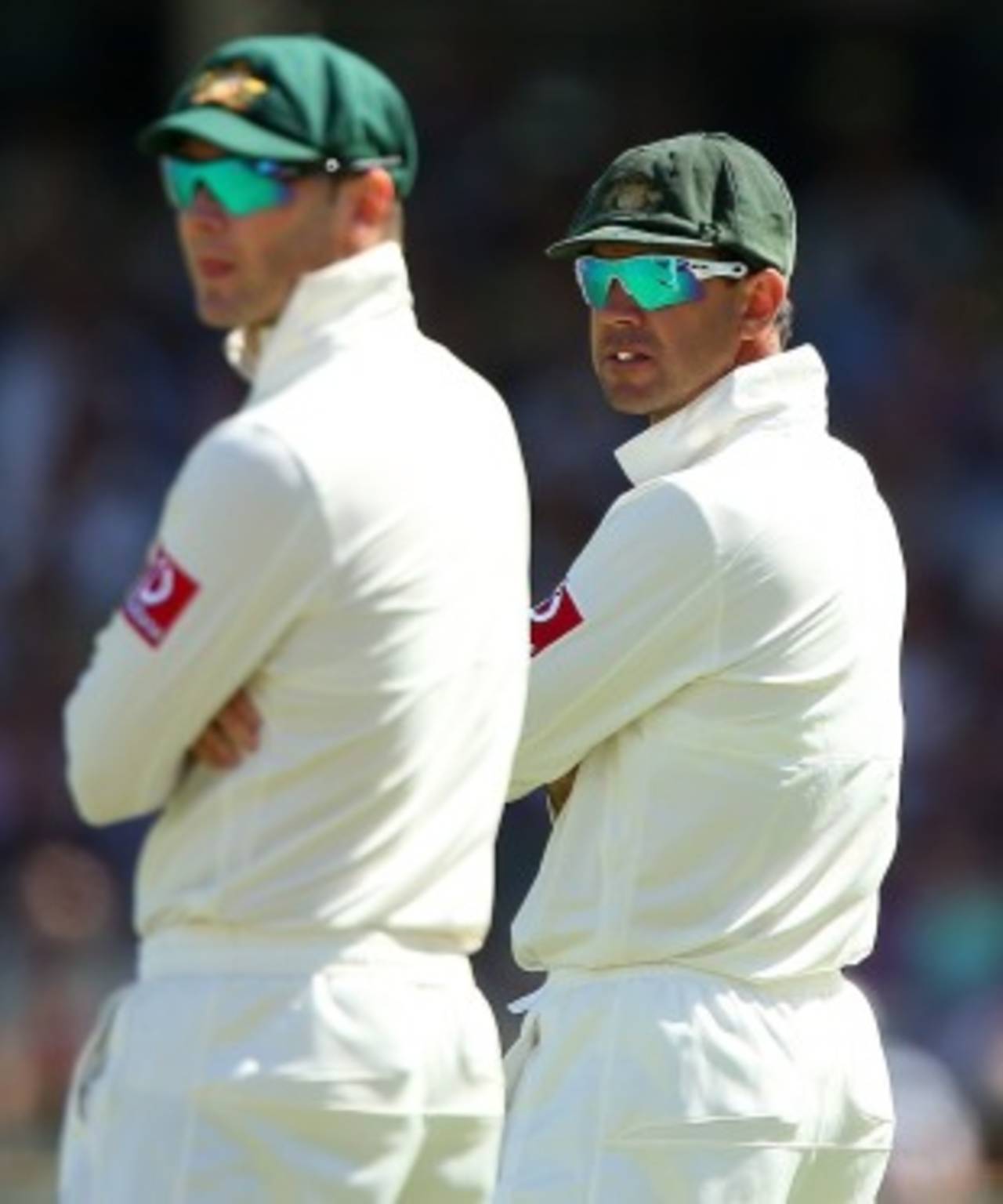 Michael Clarke and Ricky Ponting watch the runs flow, Australia v South Africa, 3rd Test, 2nd day, Perth, December 1, 2012