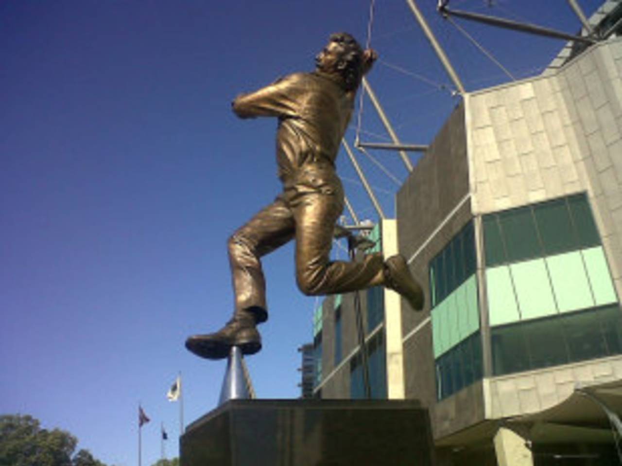 The statue of Dennis Lillee outside the Melbourne Cricket Ground, November 2012