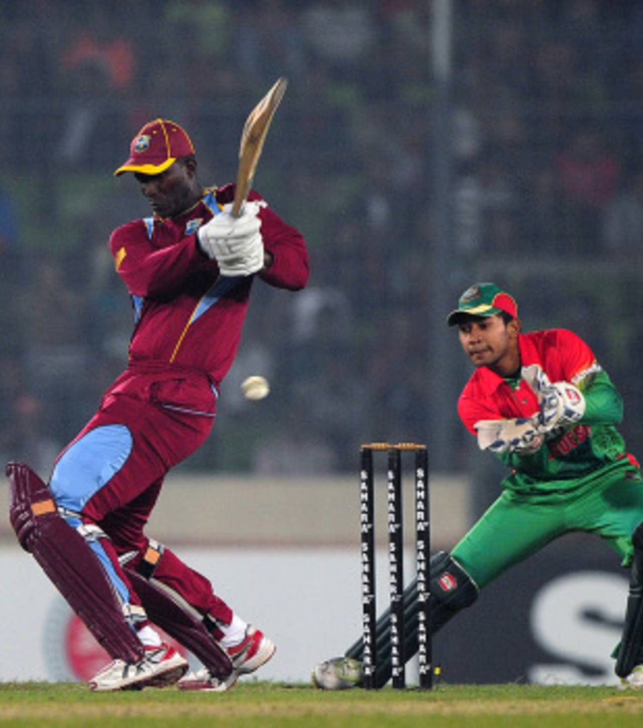 Darren Sammy plays towards the leg side, Bangladesh v West Indies, 4th ODI, Mirpur, December 7, 2012