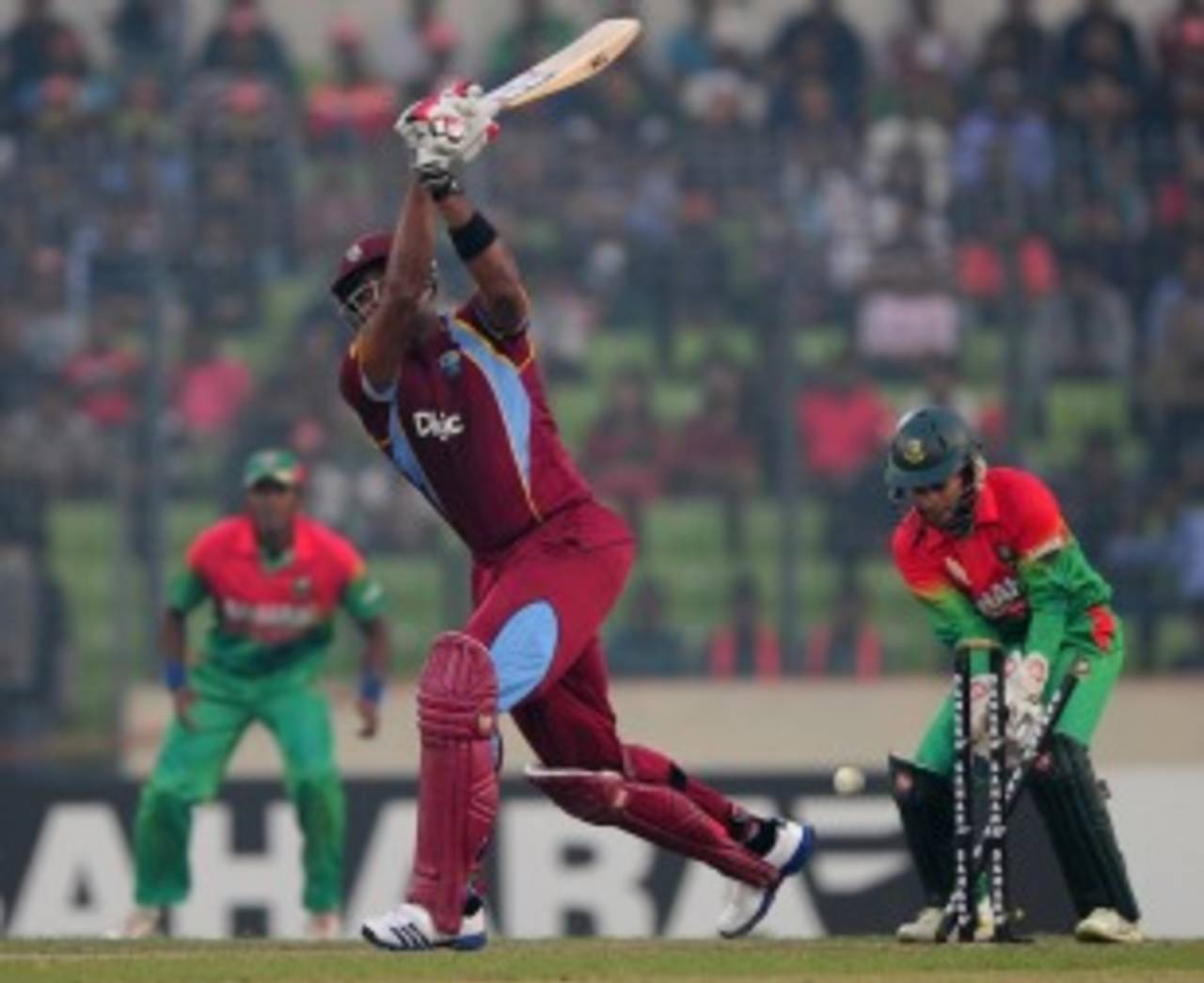 Kieron Pollard is bowled, Bangladesh v West Indies, 5th ODI, Mirpur, December 8, 2012