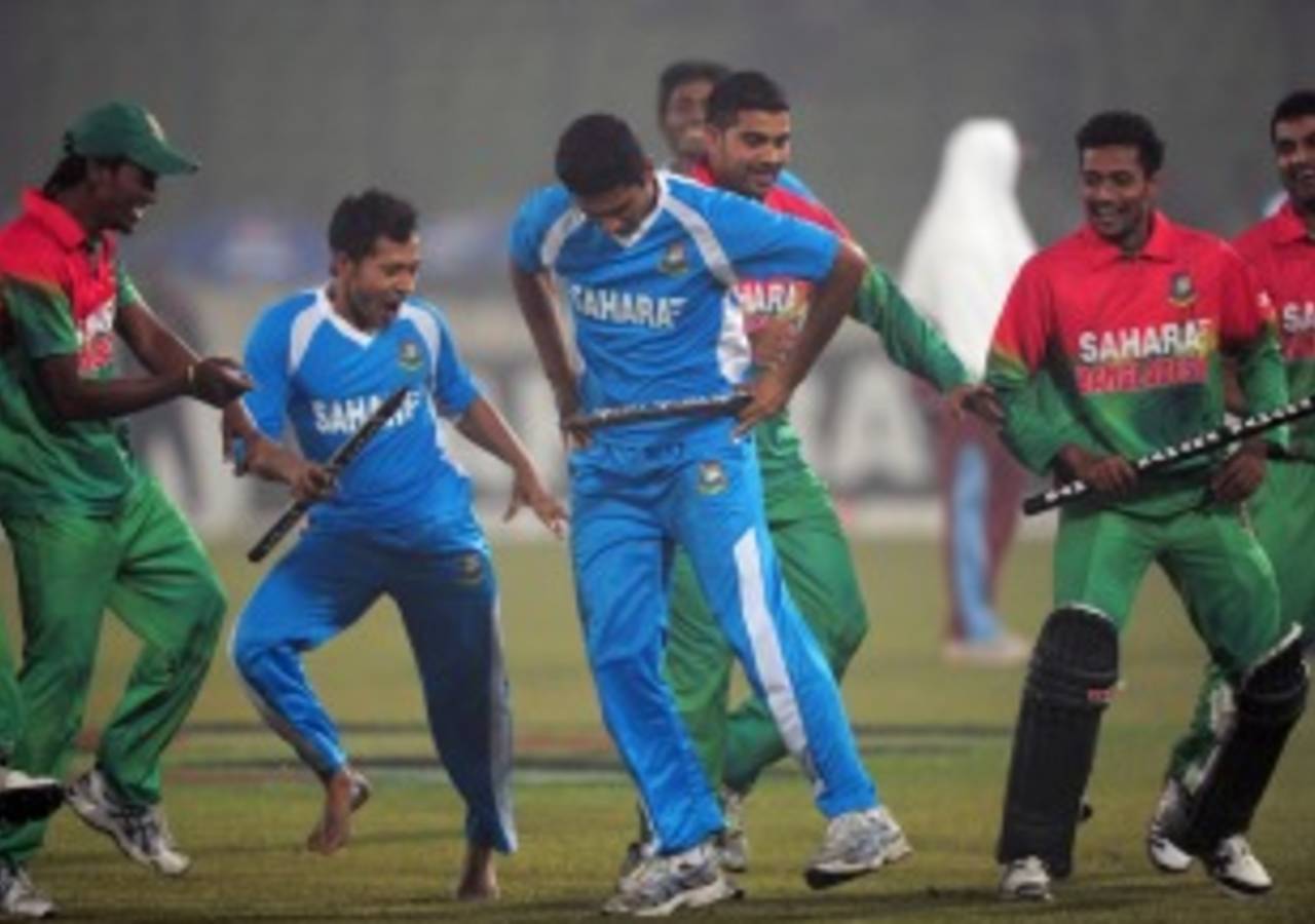 The celebrations began prematurely as Bangladesh won the series&nbsp;&nbsp;&bull;&nbsp;&nbsp;AFP