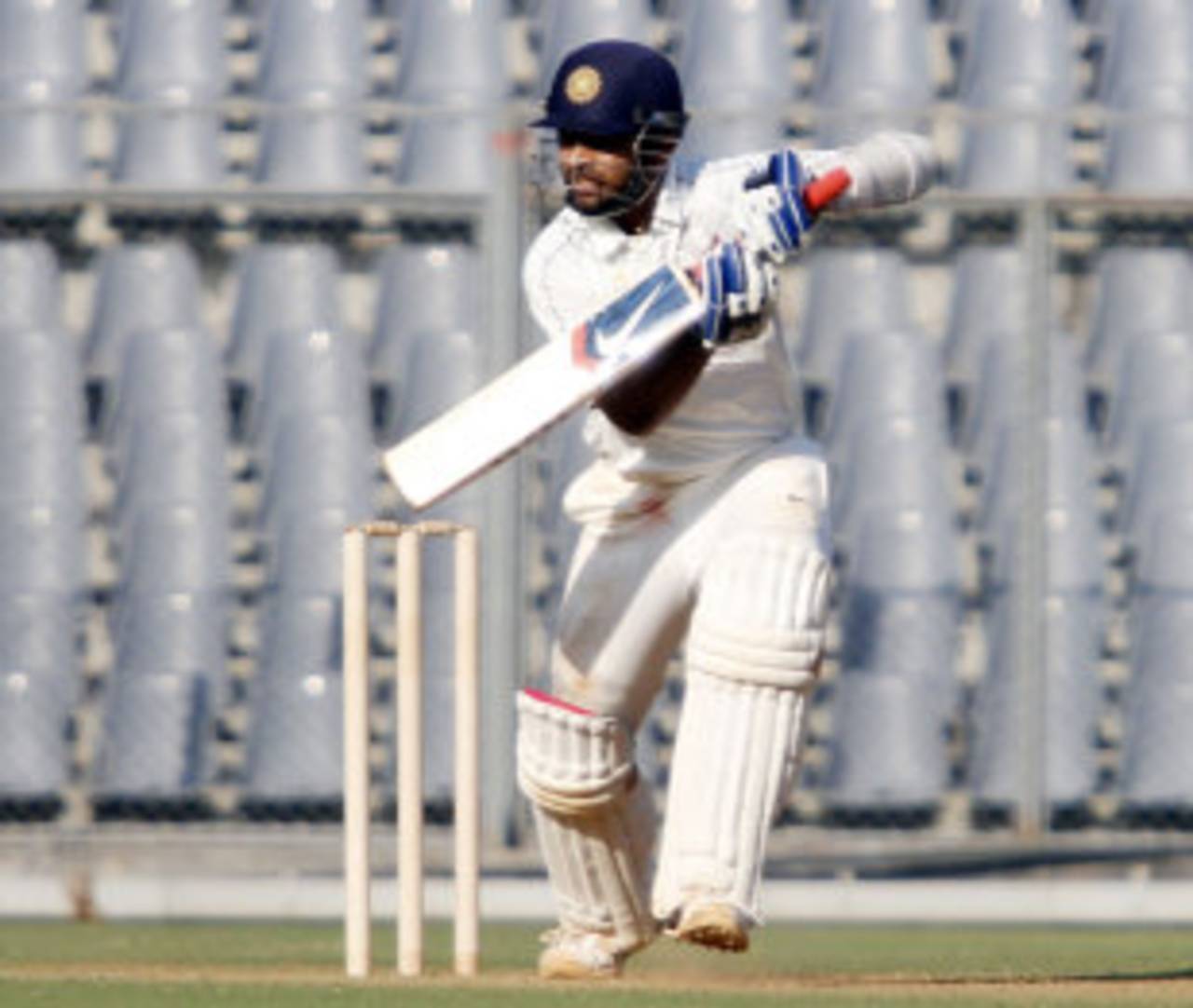 Ajinkya Rahane plays the ball to the off side, Mumbai v Punjab, Ranji Trophy, Group A, Mumbai, 2nd day, December 9, 2012