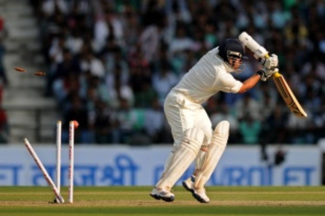 Sachin Tendulkar was bowled through the gate by James Anderson, India v England, 4th Test, Nagpur, 2nd day, December 14, 2012