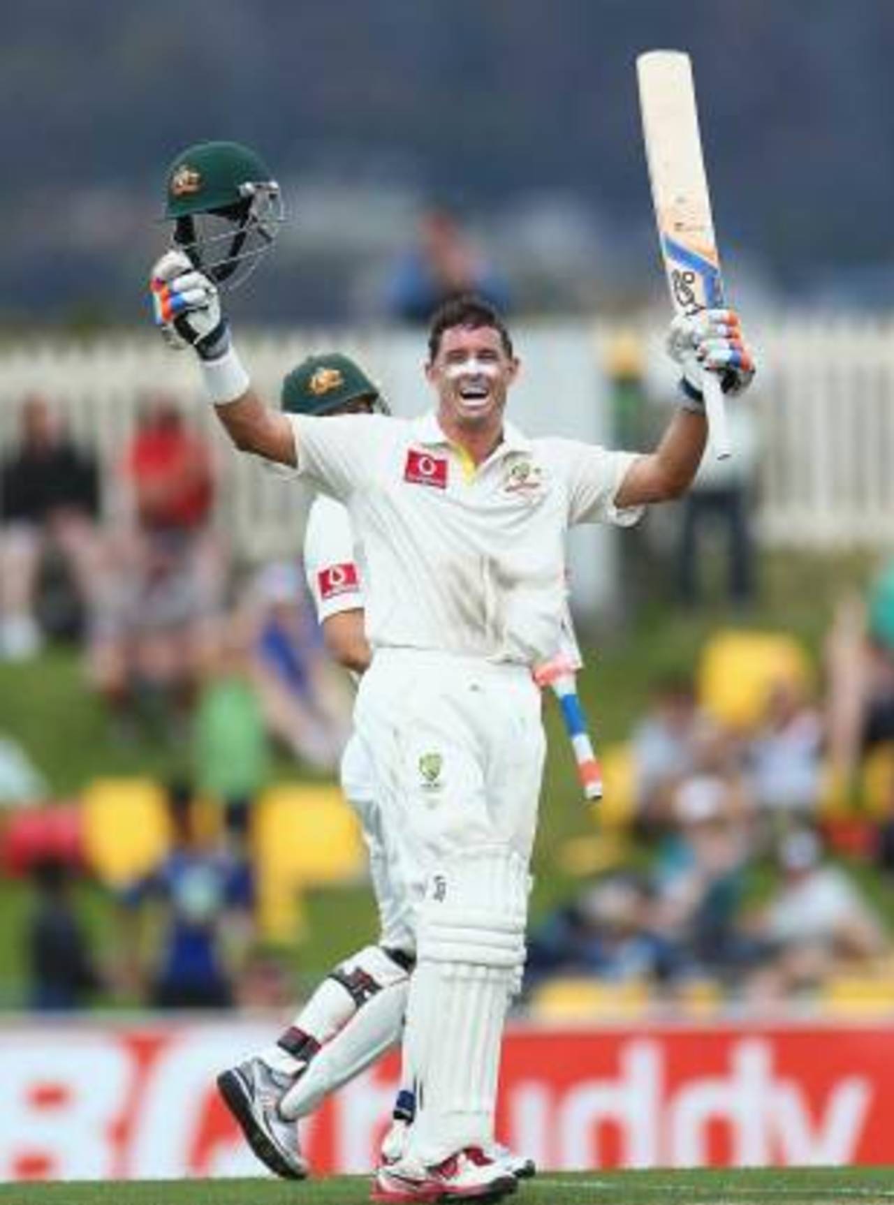 Michael Hussey celebrates his hundred, Australia v Sri Lanka, 1st Test, Hobart, 2nd day, December 15, 2012