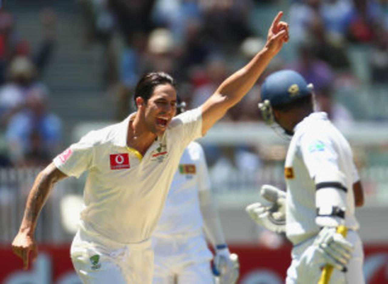 Mitchell Johnson on Mitchell Starc: "We have done a fair bit of work together, he's been around the squad and I have been able to see a little bit of him. I'm always trying to improve and I can learn off guys like that as well."&nbsp;&nbsp;&bull;&nbsp;&nbsp;Getty Images