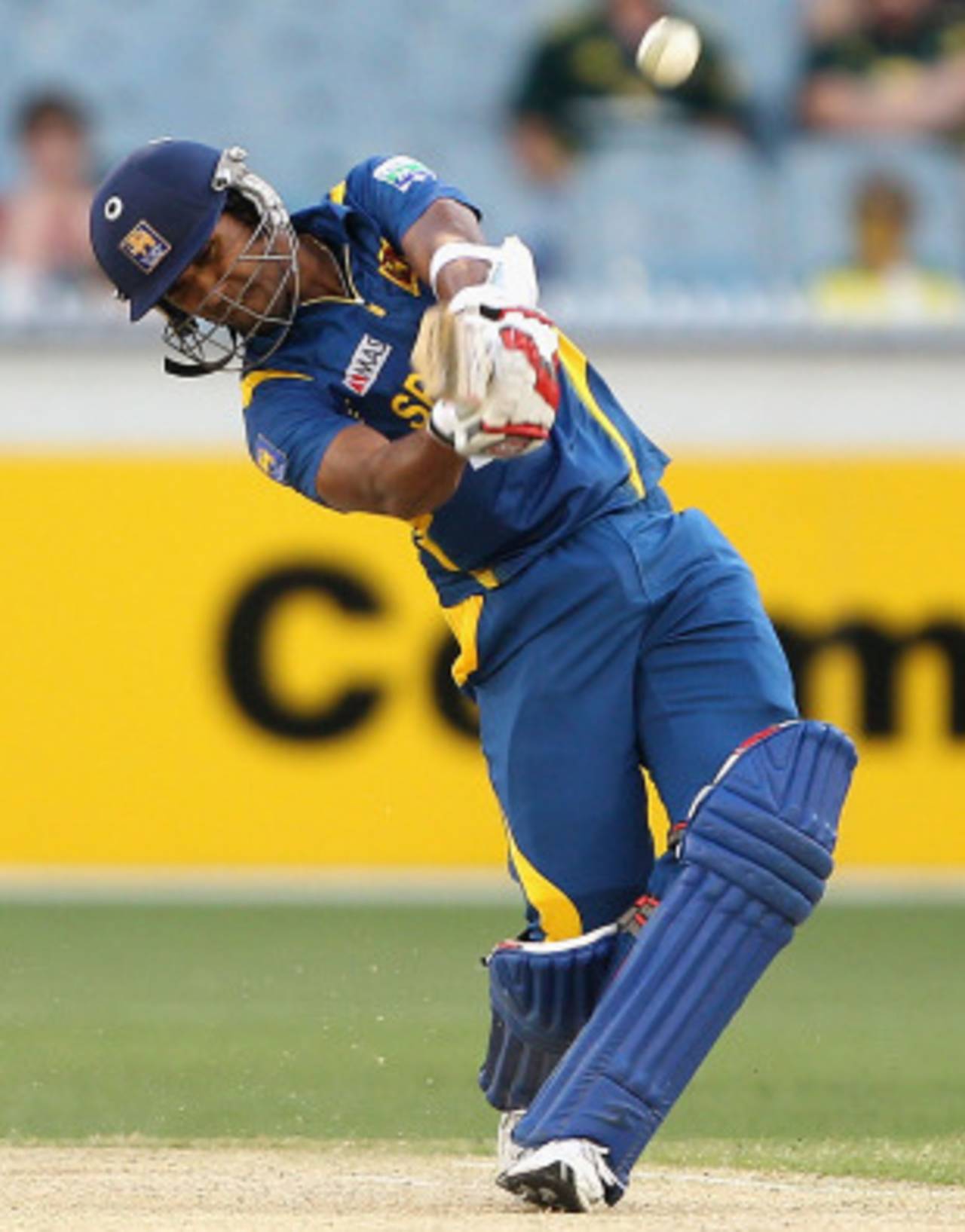 Dinesh Chandimal plays an aggressive shot, Australia v Sri Lanka, 1st ODI, Melbourne, January 11, 2013