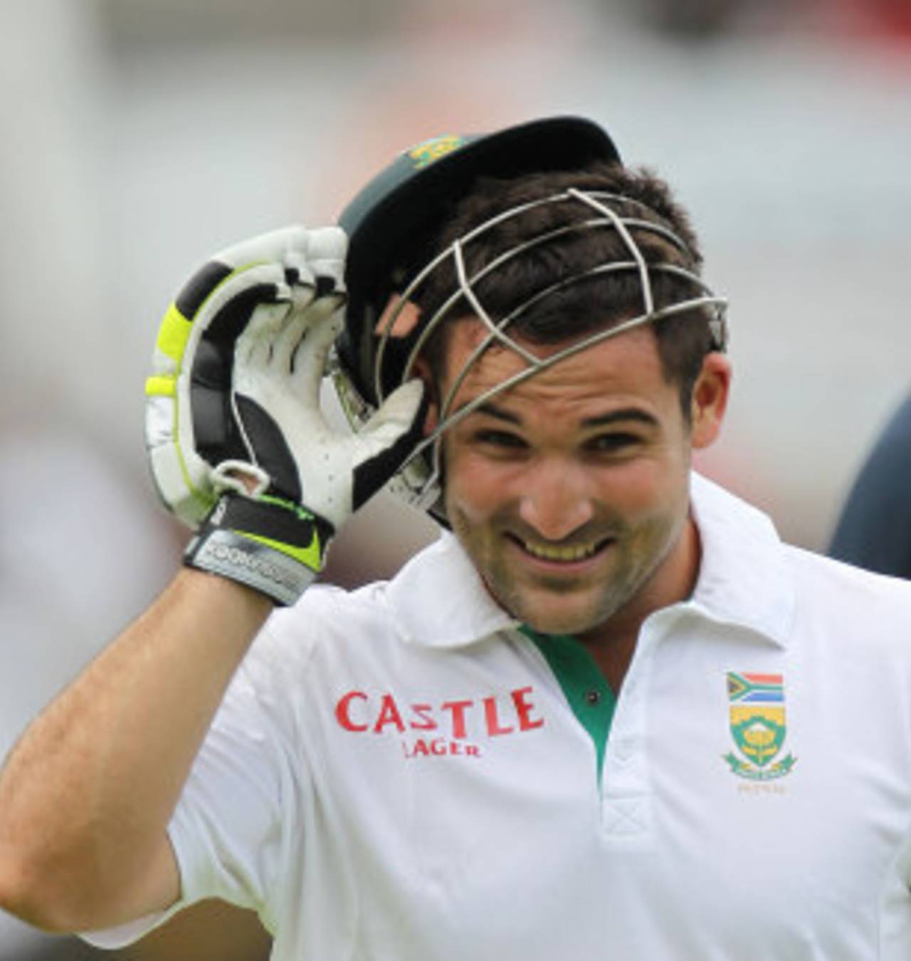 A delighted Dean Elgar makes his way off with a hundred, South Africa v New Zealand, 2nd Test, Port Elizabeth, 2nd day, January 12, 2013