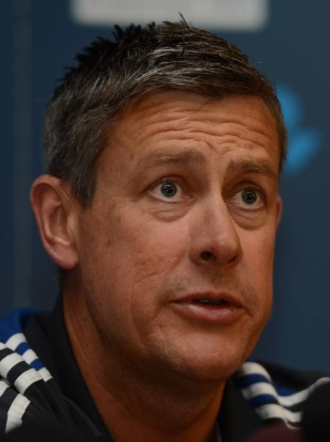 Ashley Giles, England's limited-overs coach, speaks to reporters, Auckland, January 30, 2013