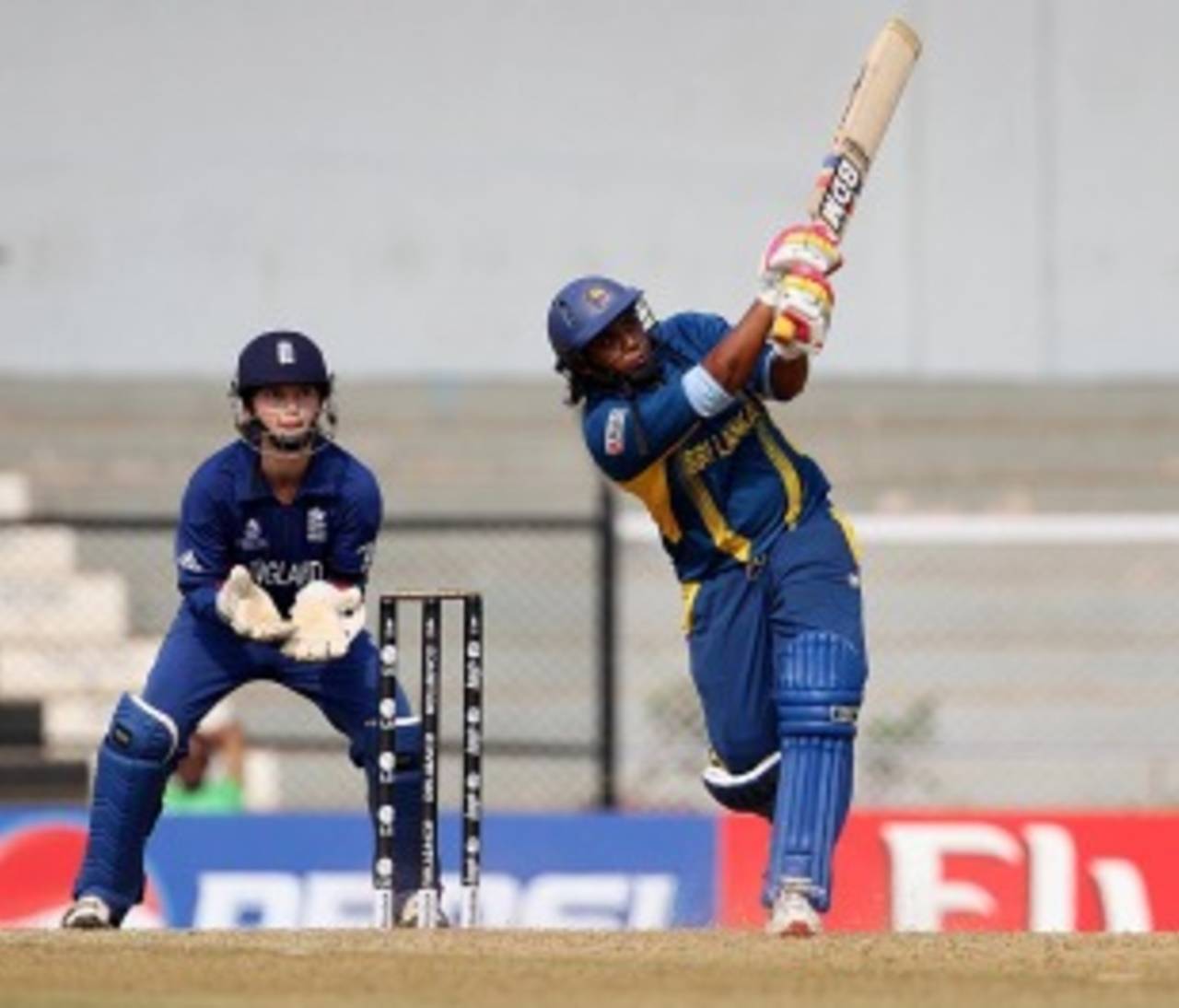 Eshani Kaushalya led Sri Lanka towards a last-ball victory against England&nbsp;&nbsp;&bull;&nbsp;&nbsp;ICC/Solaris Images