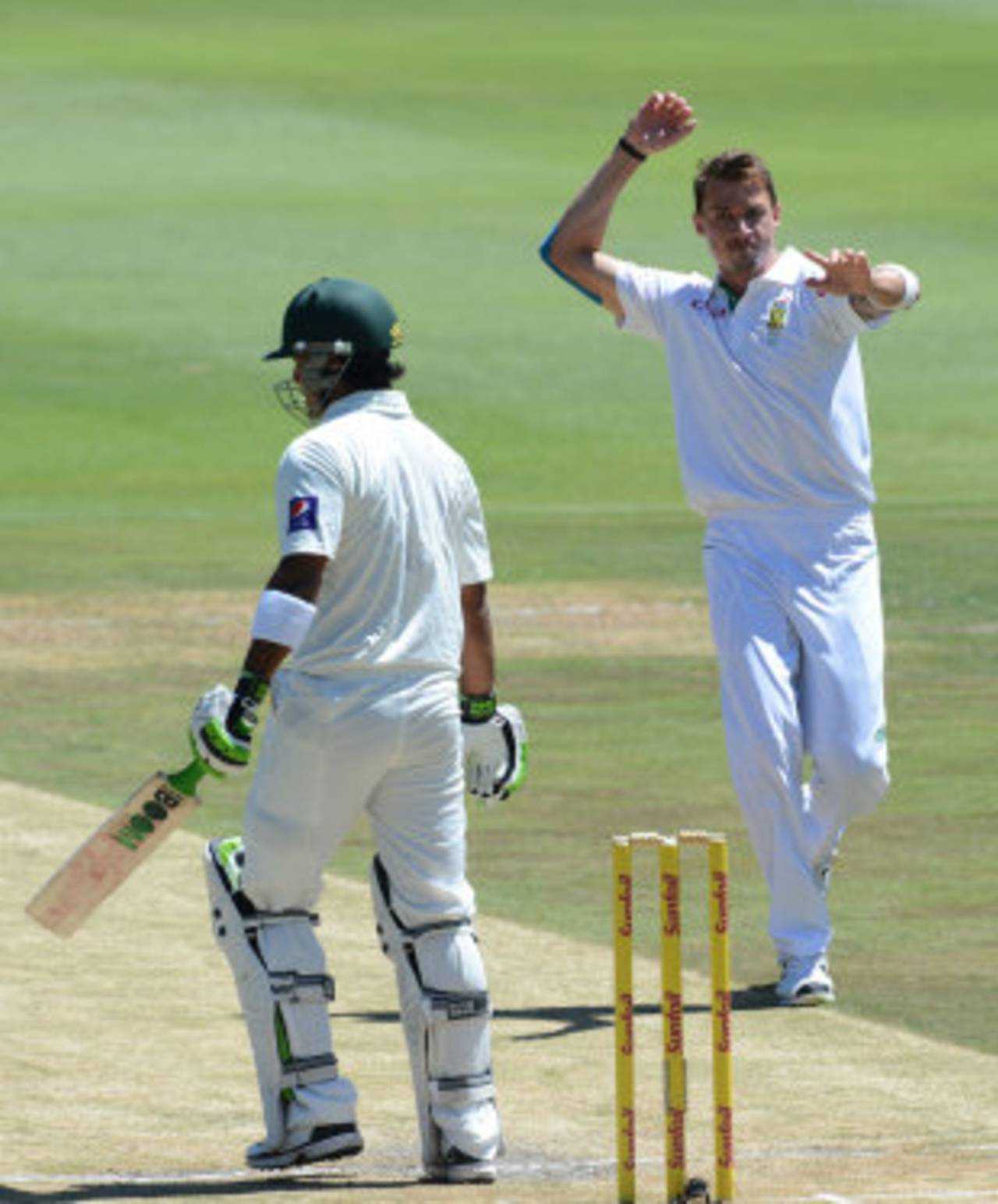 Dale Steyn removed Mohammad Hafeez in the second over of the morning, South Africa v Pakistan, 1st Test, Johannesburg, 2nd day, February 2, 2013