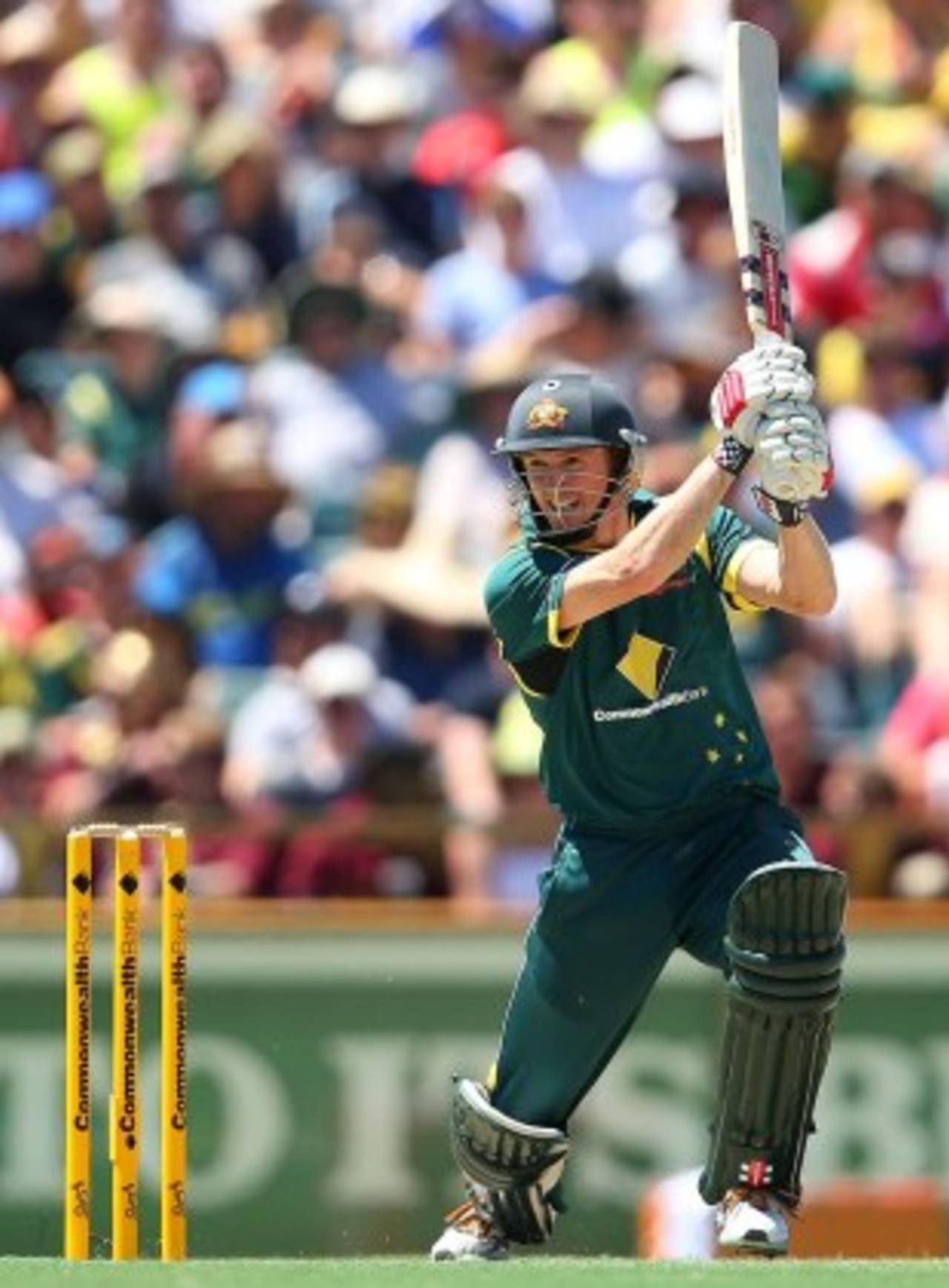 George Bailey drives one through cover, Australia v West Indies, 2nd ODI, Perth, February 3, 2013