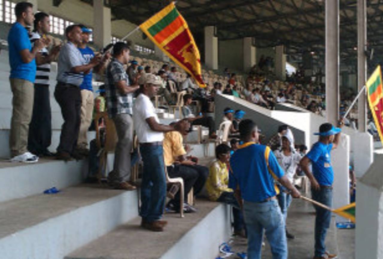 Sri Lankan supporters cheer their team on with their version of a <i>papare</i> band at the Women's World Cup 2013, Australia Women v Sri Lanka Women, Mumbai, February 10 2013