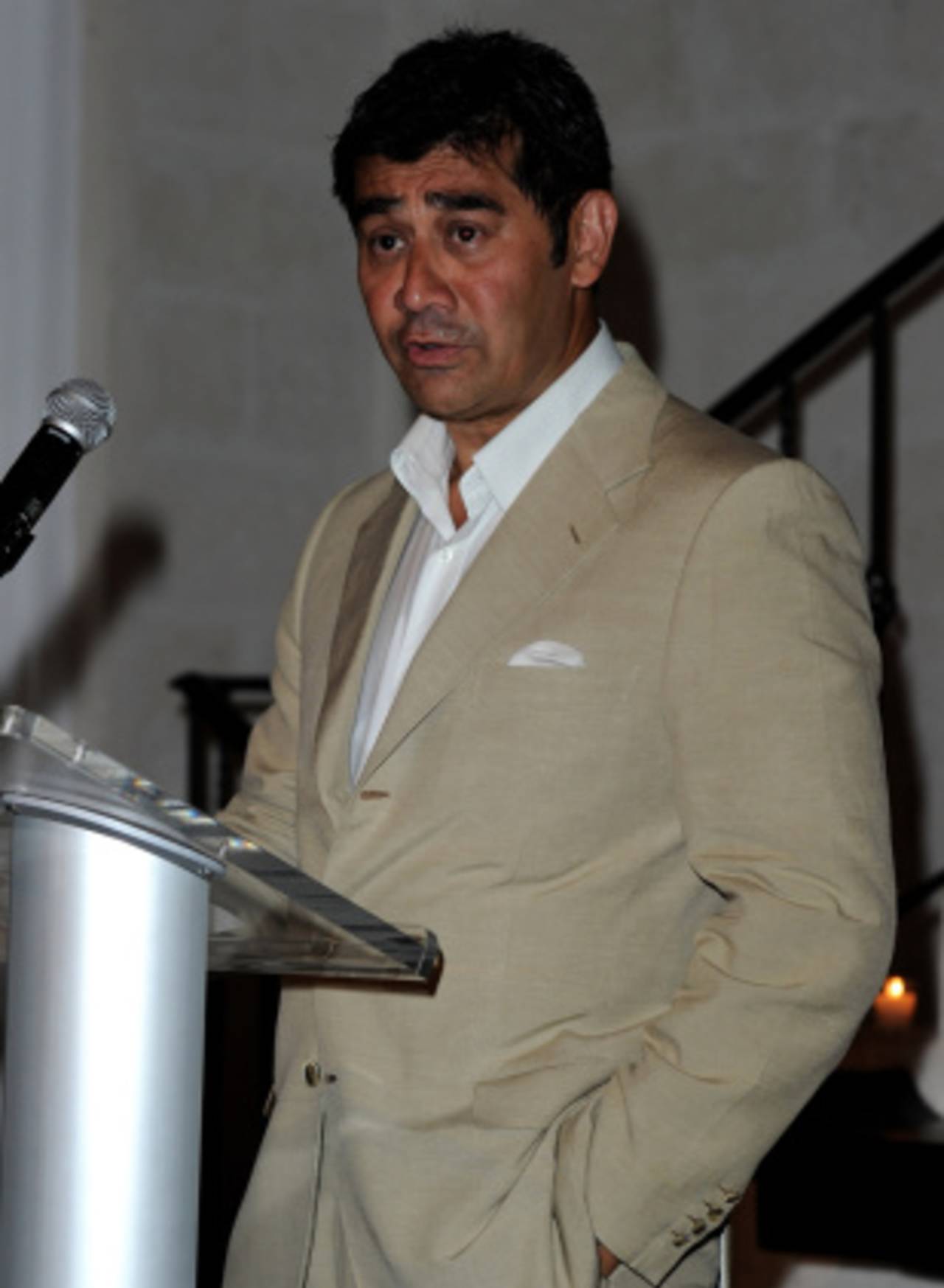 Ajmal Khan speaks at a function to raise funds for Haiti, Barbados, January 30, 2010