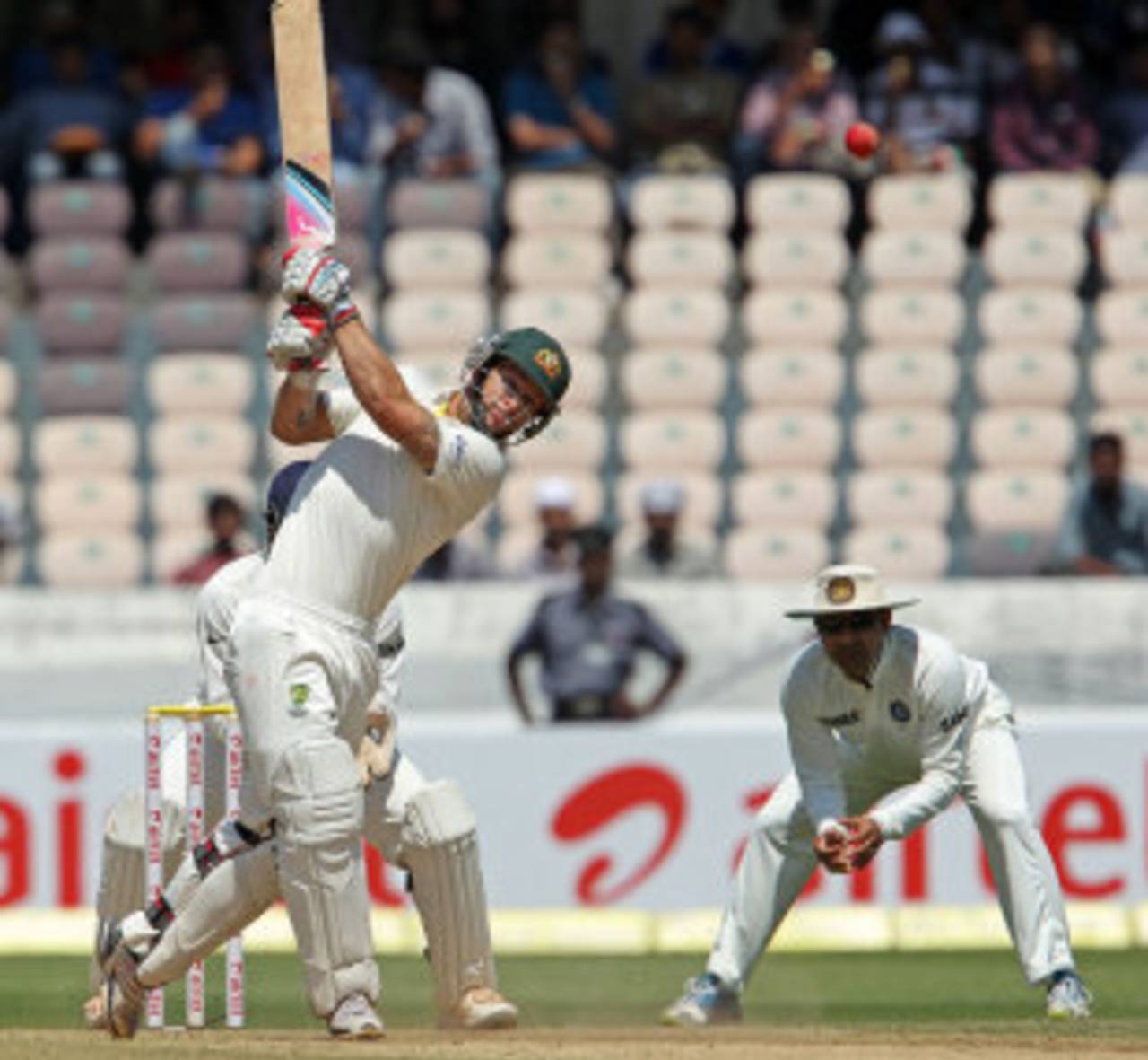 Matthew Wade hits out on his way to a fifty, India v Australia, 2nd Test, Hyderabad, 1st day, March 2, 2013