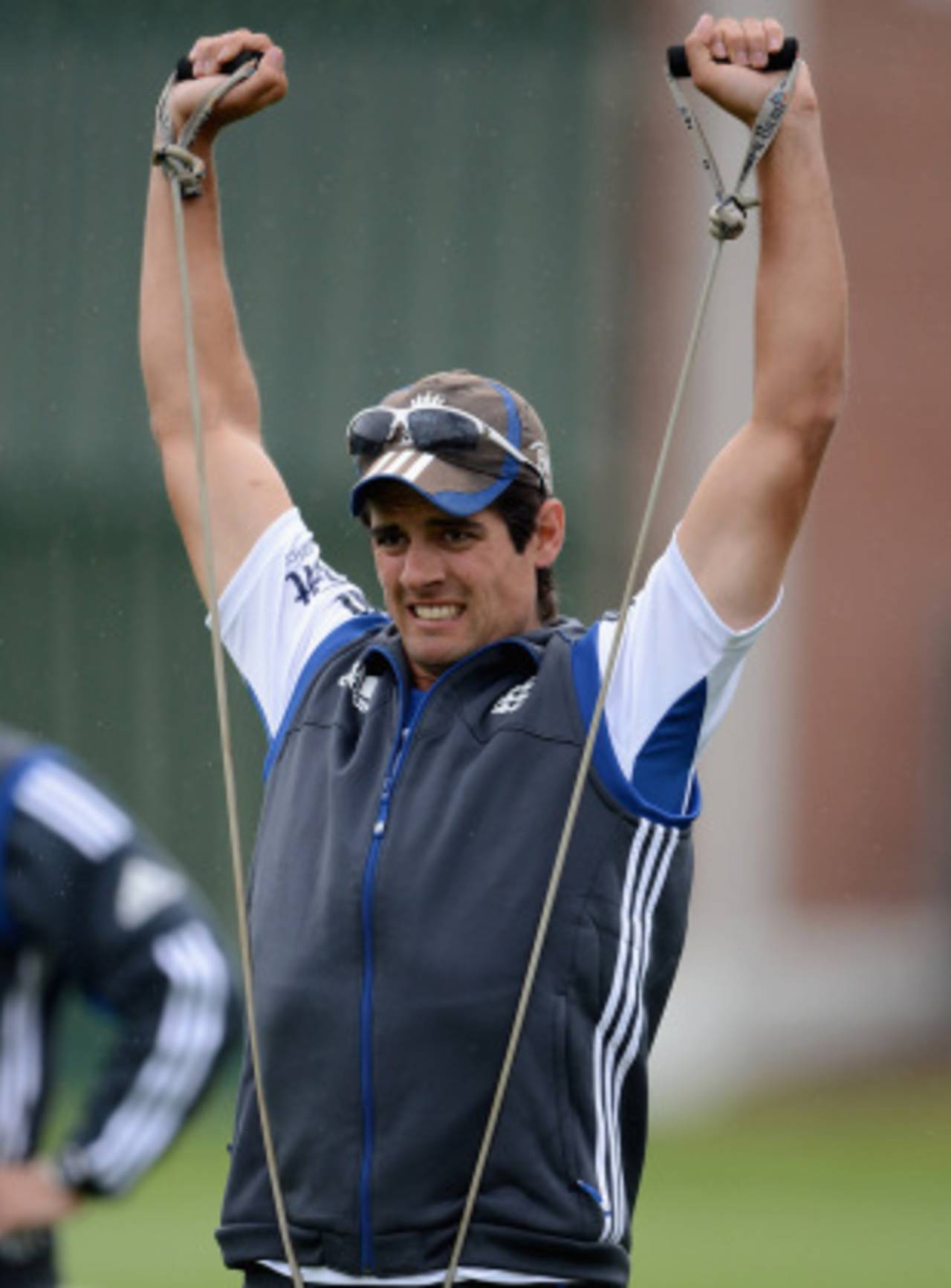 Alastair Cook is hard at work during training, Dunedin, March 4, 2013