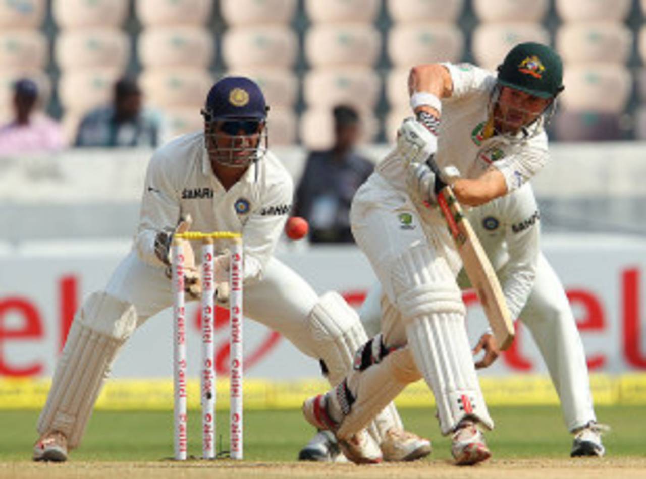 Ed Cowan top scored in the second innings with 44, India v Australia, 2nd Test, Hyderabad, 4th day, March 5, 2013