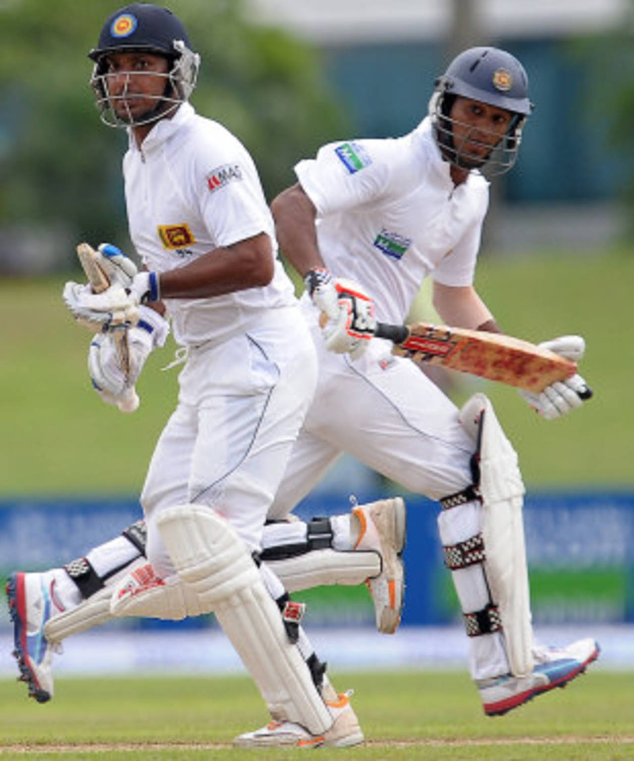 Dimuth Karunaratne and Kumar Sangakkara during their stand, Sri Lanka v Bangladesh, 1st Test, Galle, 1st day, March 8, 2013