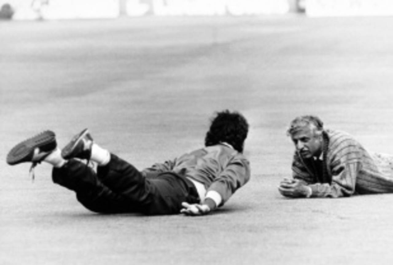 Haseeb Ahsan with Imran Khan during the 1987 tour of England&nbsp;&nbsp;&bull;&nbsp;&nbsp;PA Photos