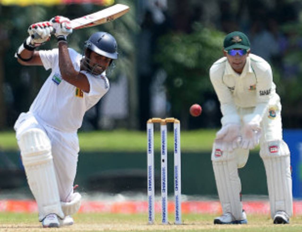 Lahiru Thirimanne drives through the covers, Sri Lanka v Bangladesh, 1st Test, Galle, 2nd day, March 9, 2013