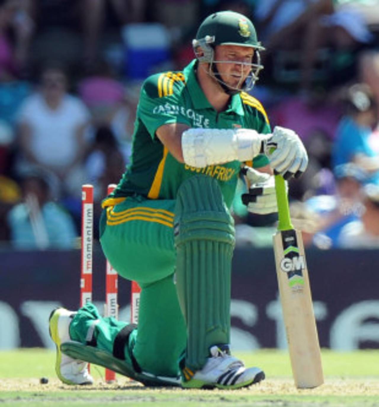 Graeme Smith on one knee after playing a shot, South Africa v Pakistan, 1st ODI, Bloemfontein, March 10, 2013