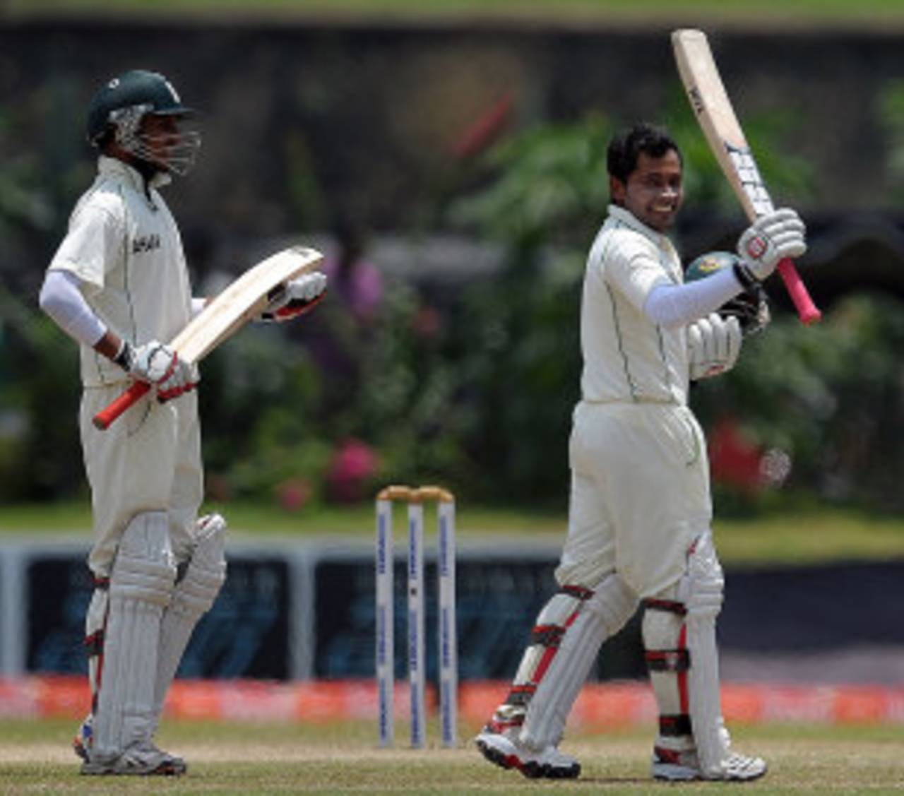 Mushfiqur Rahim celebrates after scoring a double century, Sri Lanka v Bangladesh, Sri Lanka v Bangladesh, 1st Test, Galle, 4th day, March 11, 2013
