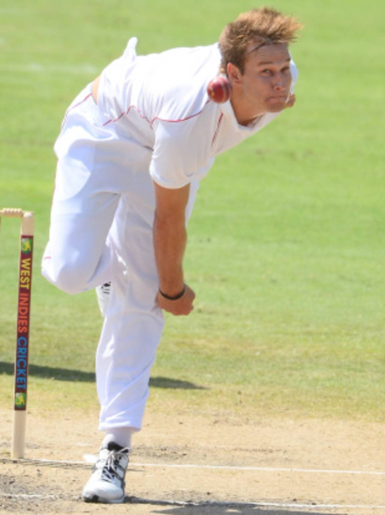Kyle Jarvis bowls, West Indies v Zimbabwe, 1st Test, Barbados, 2nd day, March 13, 2013