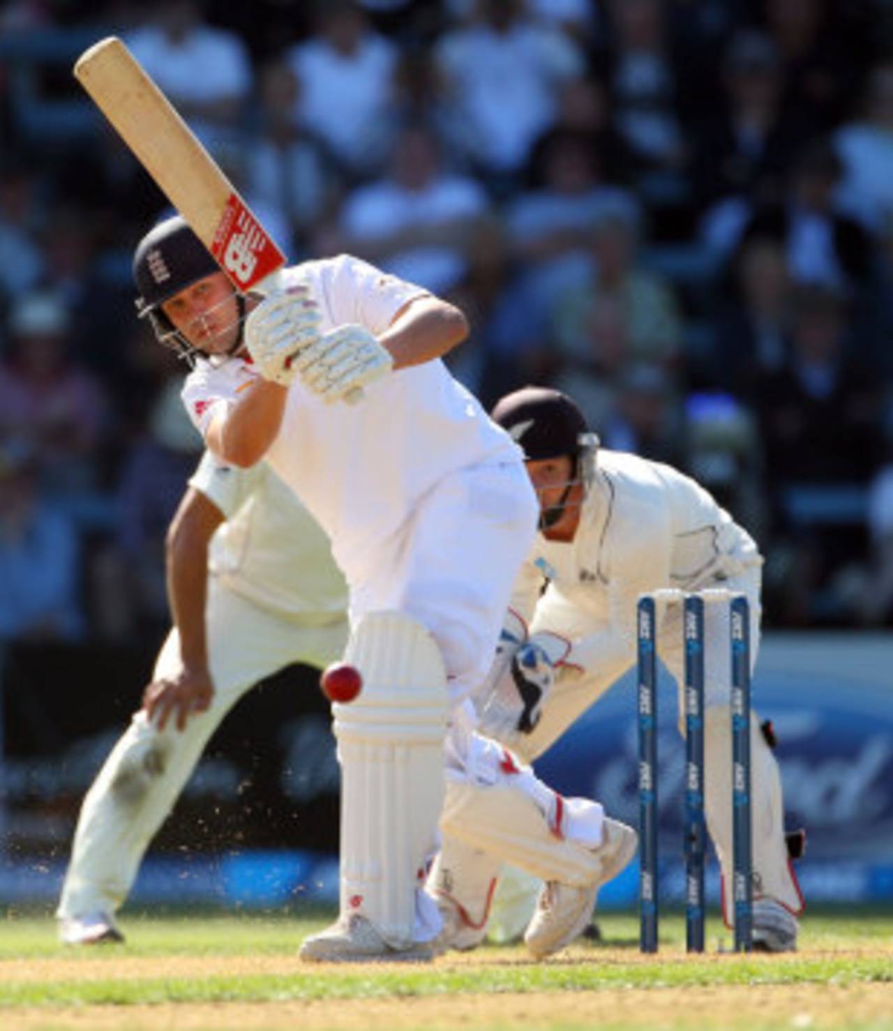Jonathan Trott plays to the leg side, New Zealand v England, 2nd Test, Wellington, 1st day, March 14, 2013