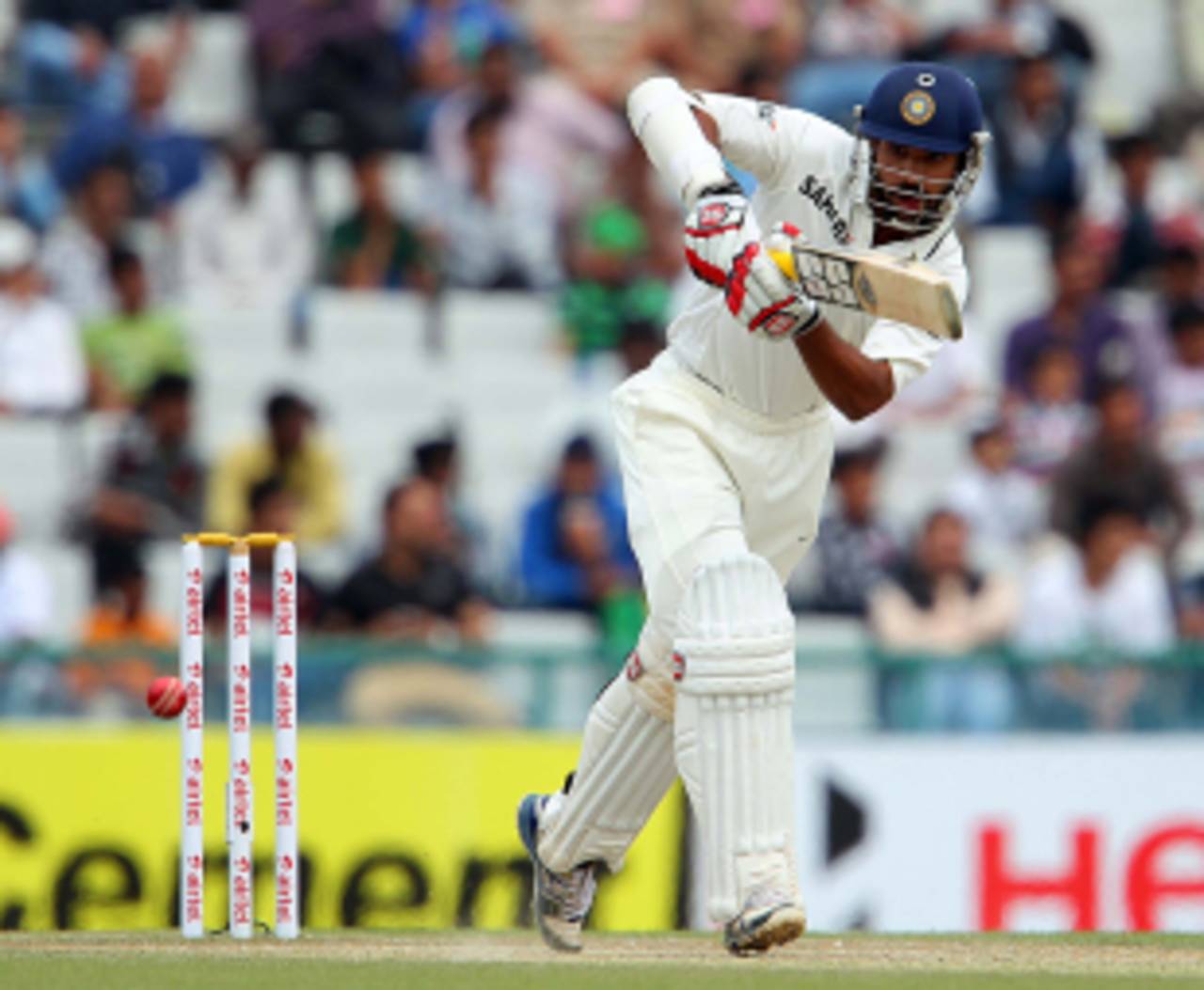 Shikhar Dhawan plays through the leg side, India v Australia, 3rd Test, Mohali, 3rd day, March 16, 2013