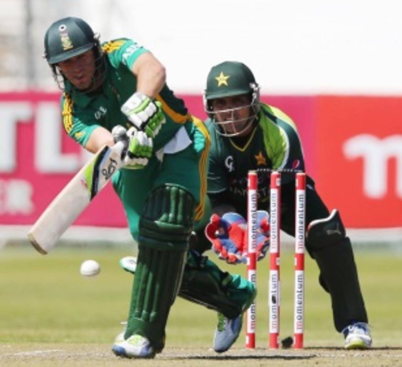 AB de Villiers pushes one through the leg side, South Africa v Pakistan, 4th ODI, Durban, March 21, 2013