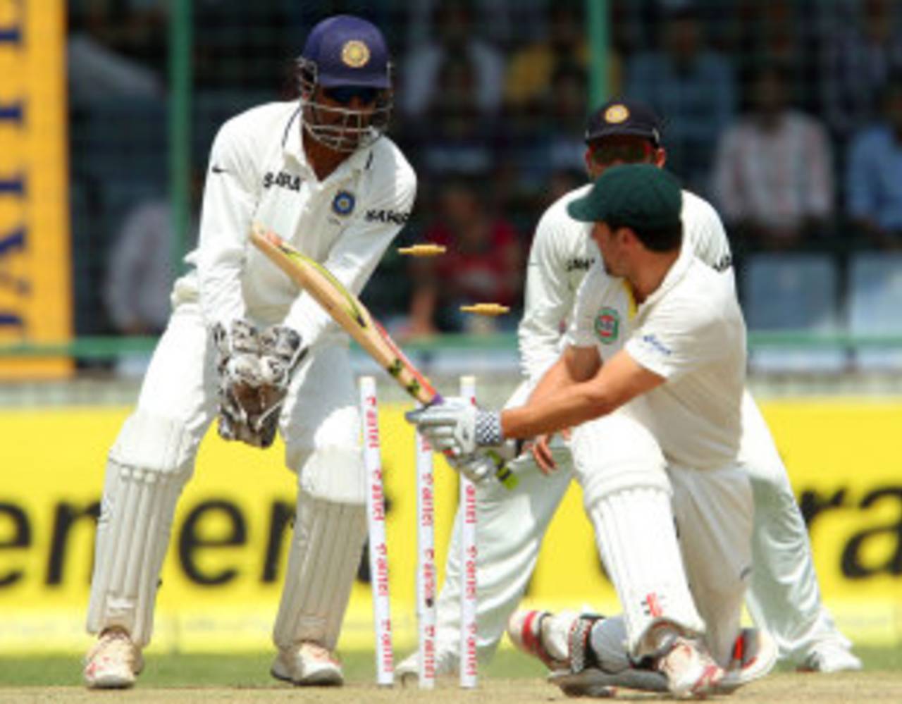 Ed Cowan is bowled round his stumps, India v Australia, 4th Test, Delhi, 1st day, March 22, 2013