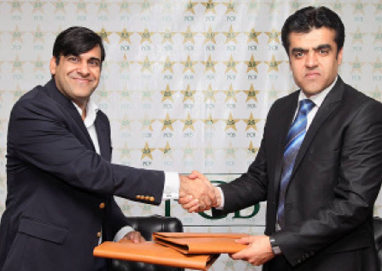 Afghanistan Cricket Board CEO Noor Muhammad with his Pakistani counterpart Subhan Ahmed&nbsp;&nbsp;&bull;&nbsp;&nbsp;PCB