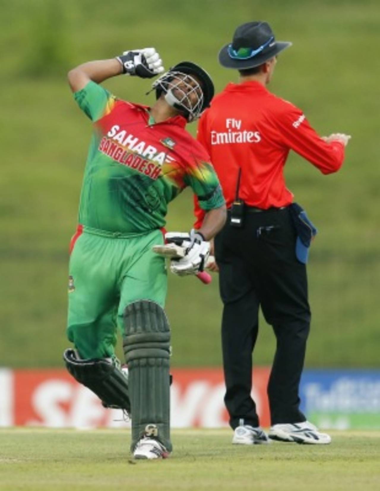 Tamim Iqbal is jubilant after scoring his fourth ODI hundred, Sri Lanka v Bangladesh, 1st ODI, Hambantota, March 23, 2013 